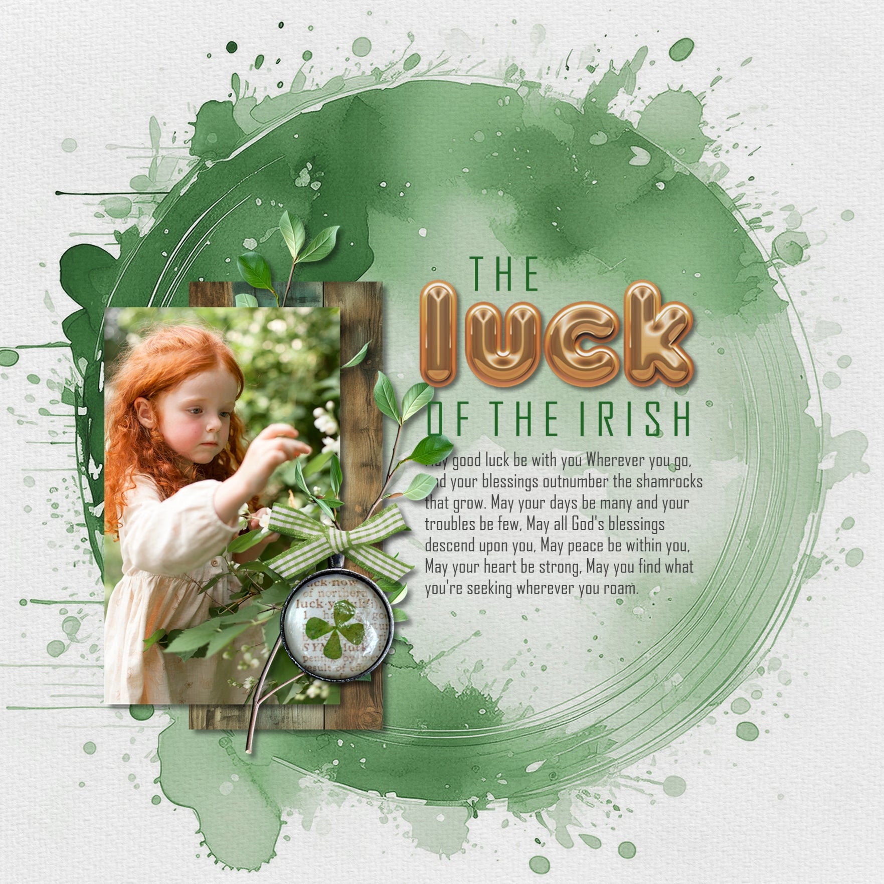 Create beautiful sunny spring, garden, and outdoor pages with these inspirational green watercolor background papers by Lucky Girl Creative digital art for digital scrapbooking. Great for St. Patrick's Day, Christmas, camping, and outdoor pages, too!