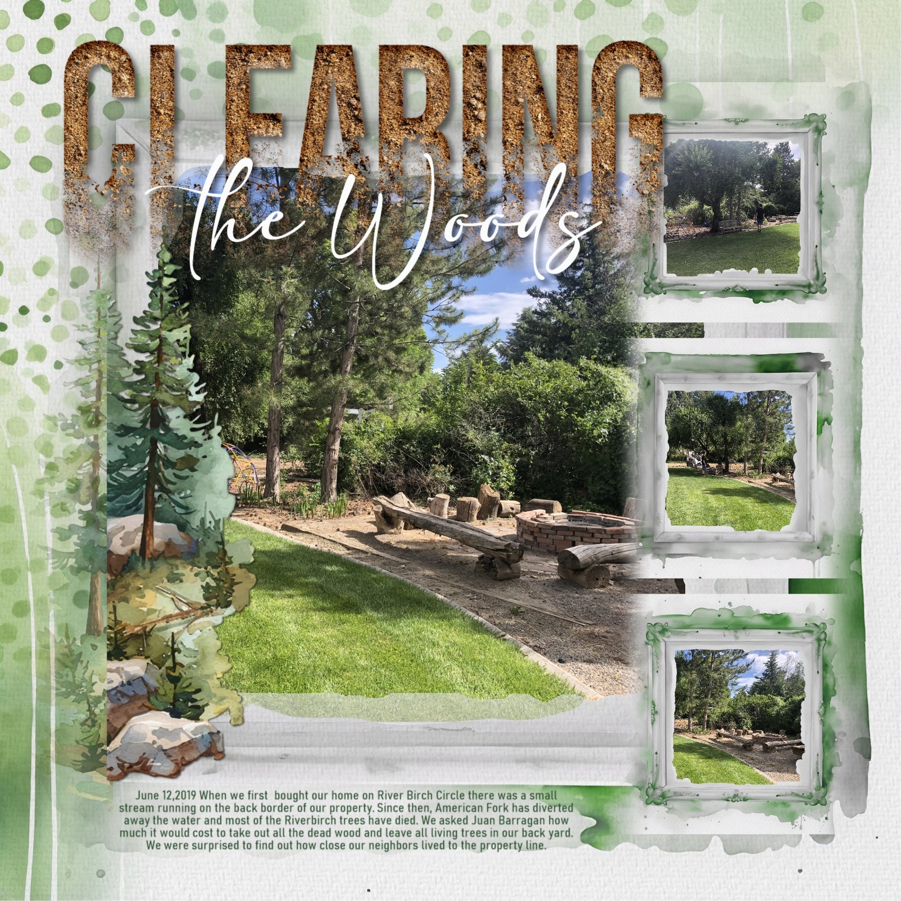 Create beautiful sunny spring, garden, and outdoor pages with these inspirational green watercolor background papers by Lucky Girl Creative digital art for digital scrapbooking. Great for St. Patrick's Day, Christmas, camping, and outdoor pages, too!