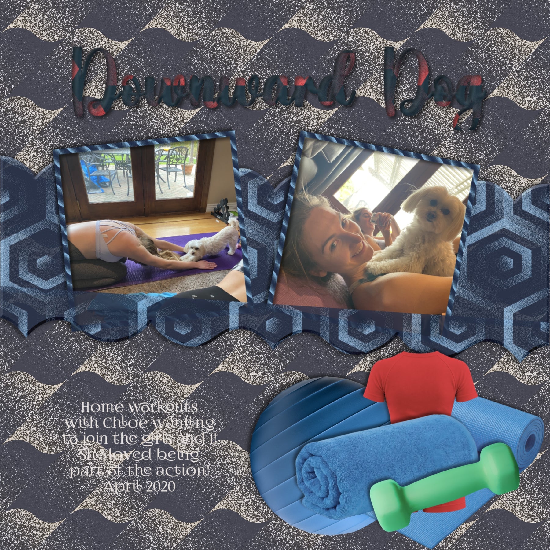 Celebrate your fitness journey! Whether you're documenting workout milestones, healthy habits, weight-loss achievements, or an active lifestyle, this versatile digital scrapbooking embellishments and patterned papers kit by Lucky Girl Creative digital art has everything you need to create inspiring digital scrapbooking pages. Embellishments include gym bag, duffle bag, balancing ball, scale, boxing bag, boxing gloves, boxing helmet, wrestling shoes, climbing wall, grip, compression sleeve, weights, dumbbell