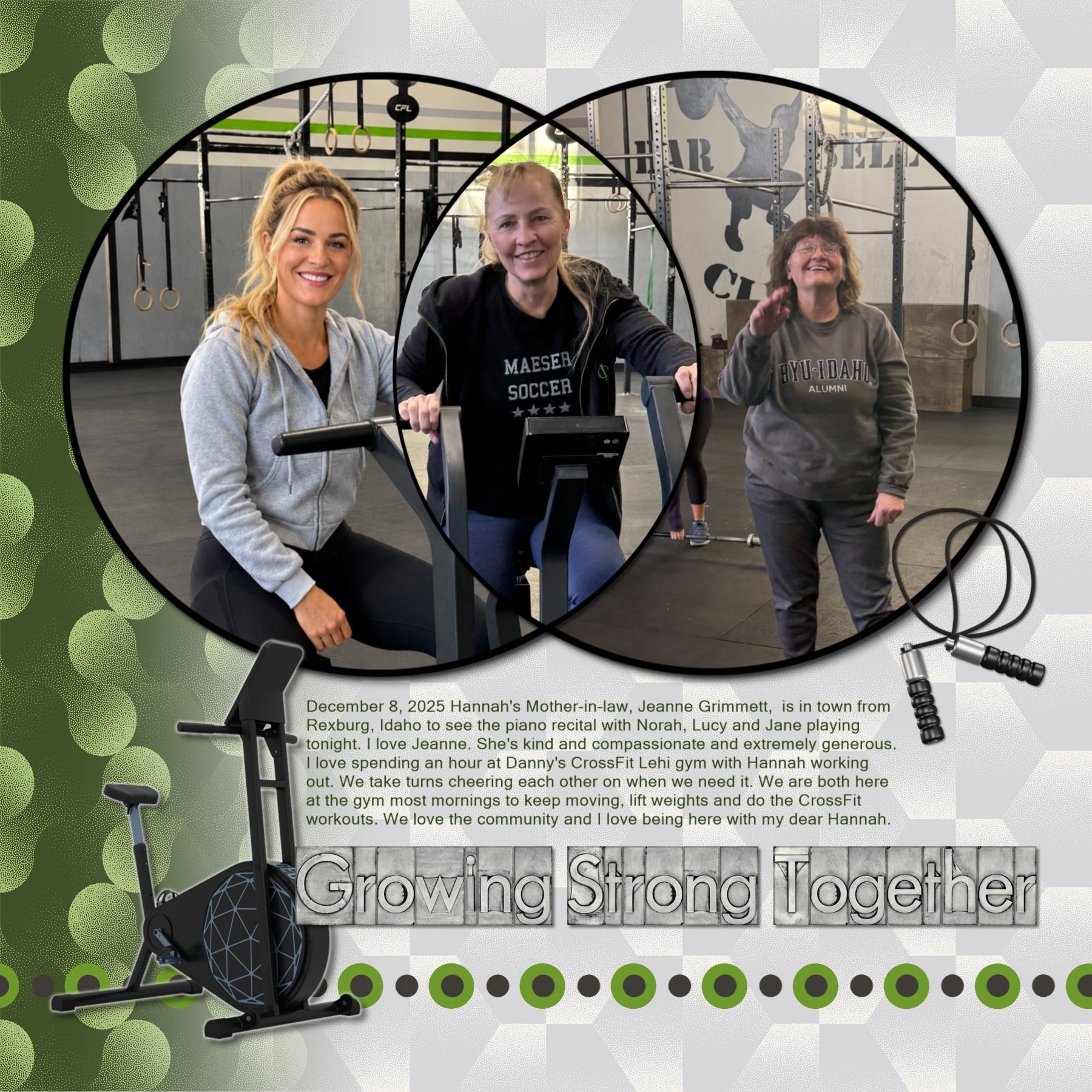 Celebrate your fitness journey! Whether you're documenting workout milestones, healthy habits, weight-loss achievements, or an active lifestyle, this versatile digital scrapbooking embellishments and patterned papers kit by Lucky Girl Creative digital art has everything you need to create inspiring digital scrapbooking pages. Embellishments include gym bag, duffle bag, balancing ball, scale, boxing bag, boxing gloves, boxing helmet, wrestling shoes, climbing wall, grip, compression sleeve, weights, dumbbell