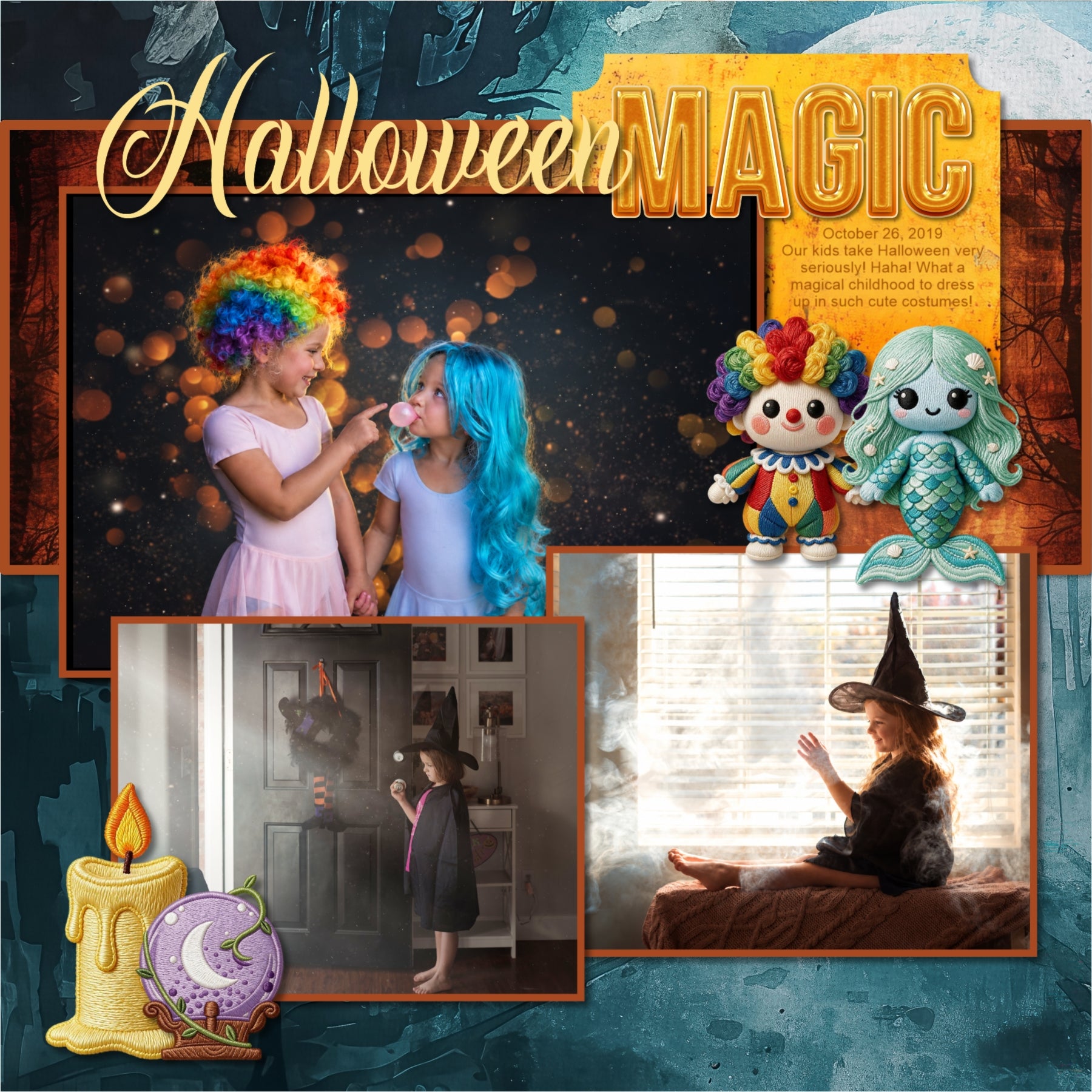 Bursting with playful charm and kid-friendly Halloween fun, this delightful collection by Crafty Clover digital art is perfect for celebrating the lighter, cuter side of spooky season. With the look of embroidered patches, these fun-filled embellishments bring a touch of stitched-style whimsy to all your Halloween projects. Perfect for trick-or-treat memories, pumpkin patch adventures, costume party photos, classroom celebrations, fall festivities, and children's Halloween scrapbook pages