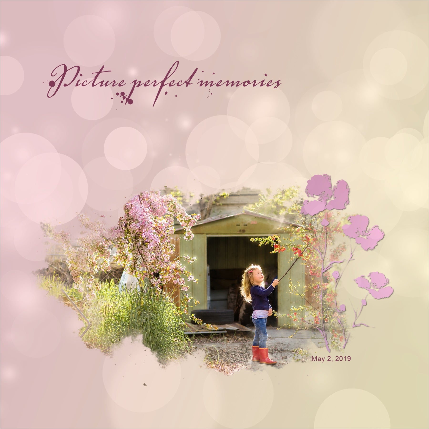 These hand painted flowers by Lucky Girl Creative digital art are easily colorized or filled with your favorite digital scrapbooking paper to fit your needs! Great for wedding as well as outdoor and nature pages. TIP: Try layering the embellishments and adding various levels of transparency for a one-of-a-kind look. This kit is NOT included in any bundle.