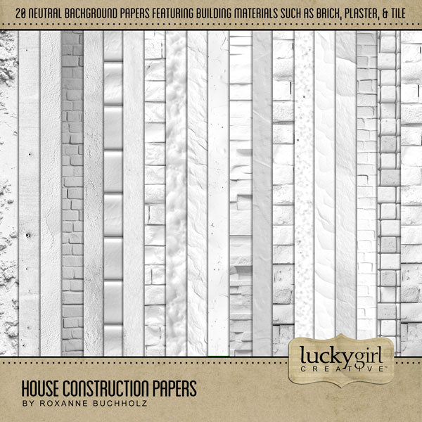 Get ready for some house construction, home improvement, and remodeling with this House Construction digital art paper pack featuring neutral backgrounds. Perfect for documenting building a new home, renovations around your house, house painting, interior decorating, architects, builders, electricians, plumbers, interior designers, handyman projects, draftsmen, construction, and more.