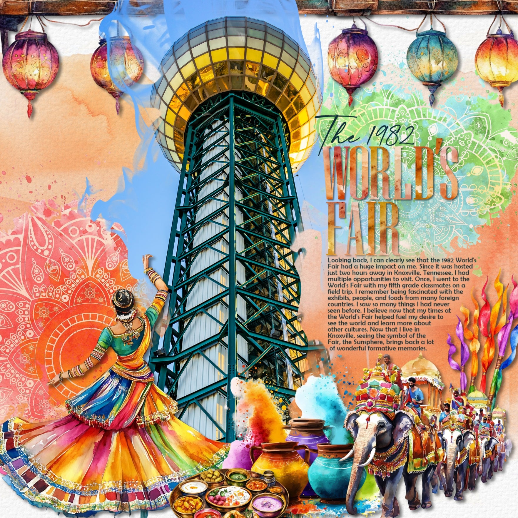 Add these beautiful watercolor embellishments, papers, clusters, and alpha set by Lucky Girl Creative digital art to all your digital scrapbooking pages to easily create memorable Indian pages and albums of travel to India! Great for vacations to India, Indian heritage and traditional holidays, and even Pakistan, Nepal, Bangladesh, Sri Lanka, Maldives, and Afghanistan! Embellishments feature bird, lily pad, brass pot, Buddha, bull, cow, candle, oil lamp, child, kid, city street, Dandiya sticks, and more.