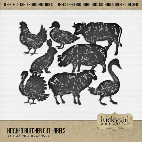 Kitchen Butcher Cut Labels Digital Scrapbook Kit