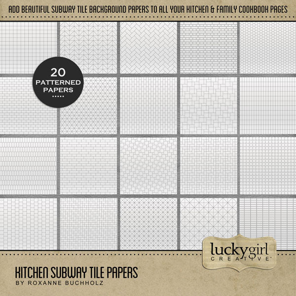 Kitchen Subway Tile Papers Digital Scrapbook Kit