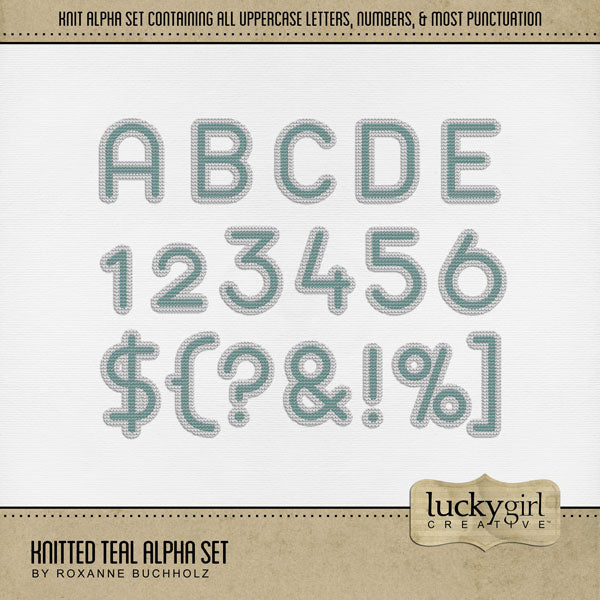 Whether you love to stitch or sew, this alpha set filled with alphabet letters, numbers, and most punctuation will help you document your favorite hobby or pastime - sewing, stitching, knitting, or crafting. Alpha Sets are the perfect was to create unique digital scrapbooking page titles! Great for winter pages, too! This alpha set consists of a full set of digital art uppercase alphabet letters A-Z, numbers 0-9, and most punctuation marks. This alpha set is available as individual embellishments only.