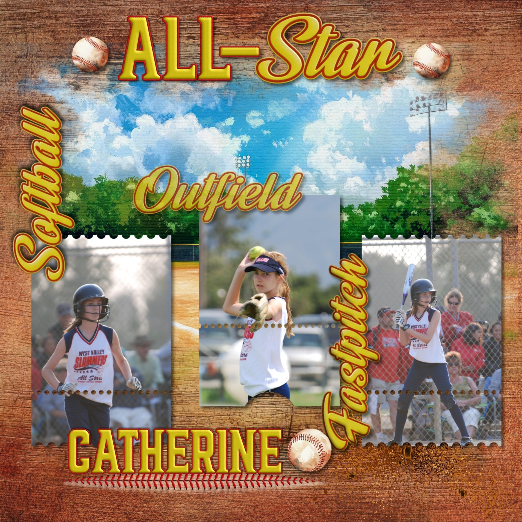 Add these sporty softball word art embellishments and yellow and red jersey alpha set by Lucky Girl Creative digital art to all your softball sport digital scrapbooking pages! Great for page titles for teams, players, coaches, and more! Word art embellishments include ball, ballpark, base, bases, batter, big, catch, catcher, center, coach, collegiate, dad, day, diamond, dirt, double, dreams, fan, fastpitch, field, 1st, 2nd, 3rd, fly, foul, full count, game, grand slam, groundout, header, hit, home, infield