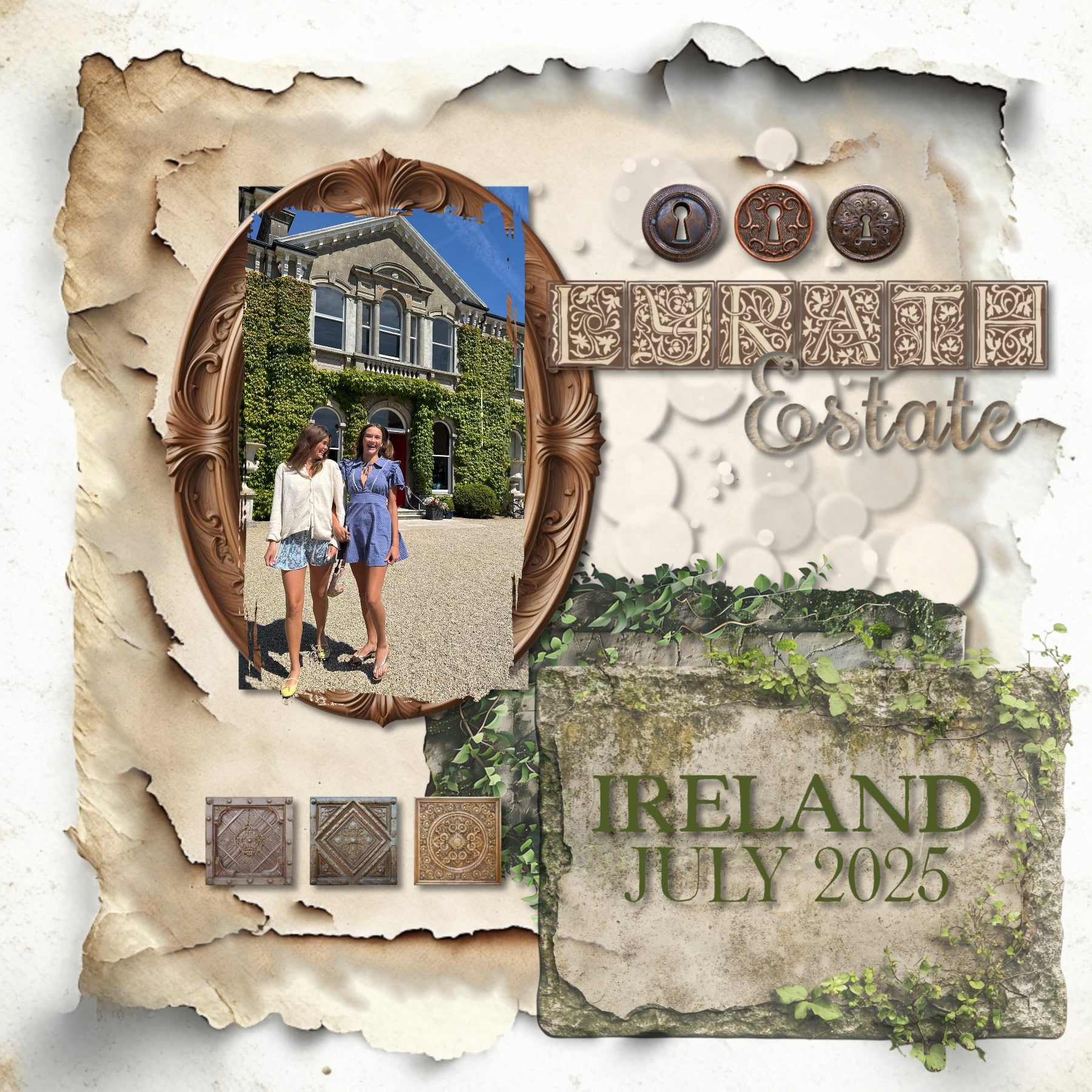 Bring timeless charm and a touch of vintage character to your creative digital scrapbooking projects. This beautifully curated digital scrapbooking art collection by Lucky Girl Creative digital art features a delightful mix of antique medallions, rustic stone plaques, decorative oval frames, decorative alpha set, and curled edge papers that celebrate the beauty of well-loved treasures. With its nostalgic details, weathered finishes, and warm, collected-over-time appeal, Gathered Goods