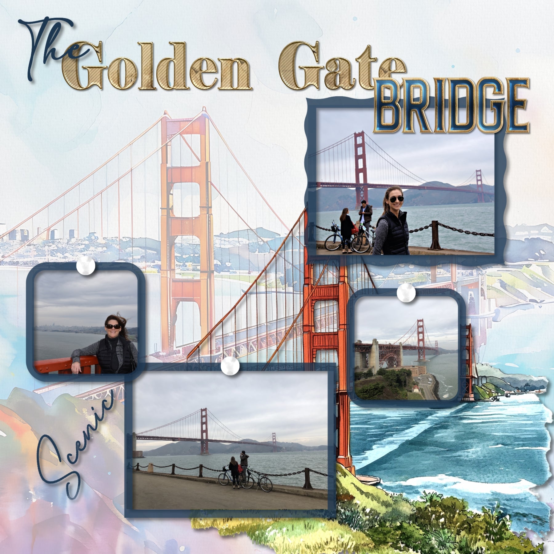 Travel Landmarks Watercolor Mega Digital Scrapbook Bundle