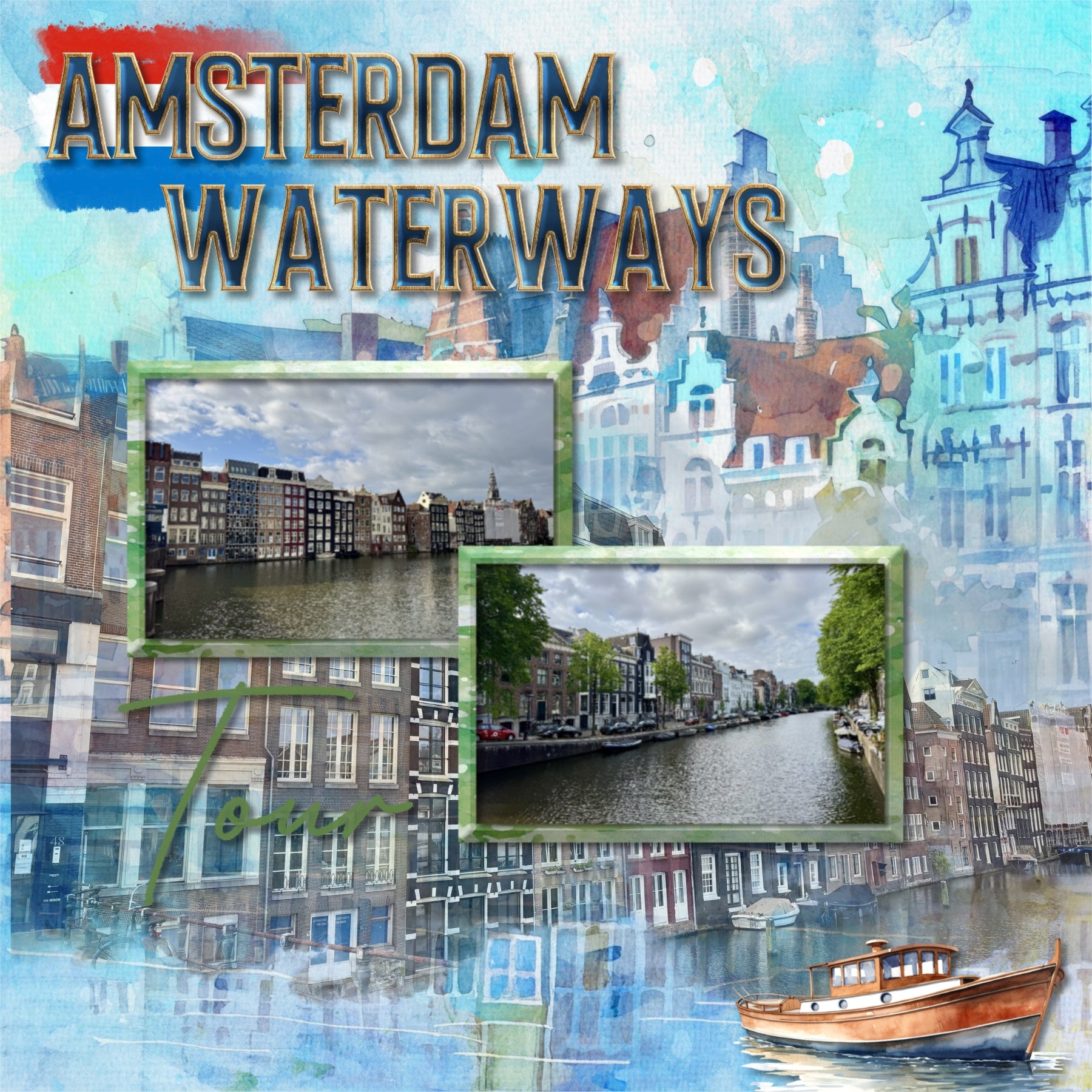 Travel Landmarks Watercolor Mega Digital Scrapbook Bundle