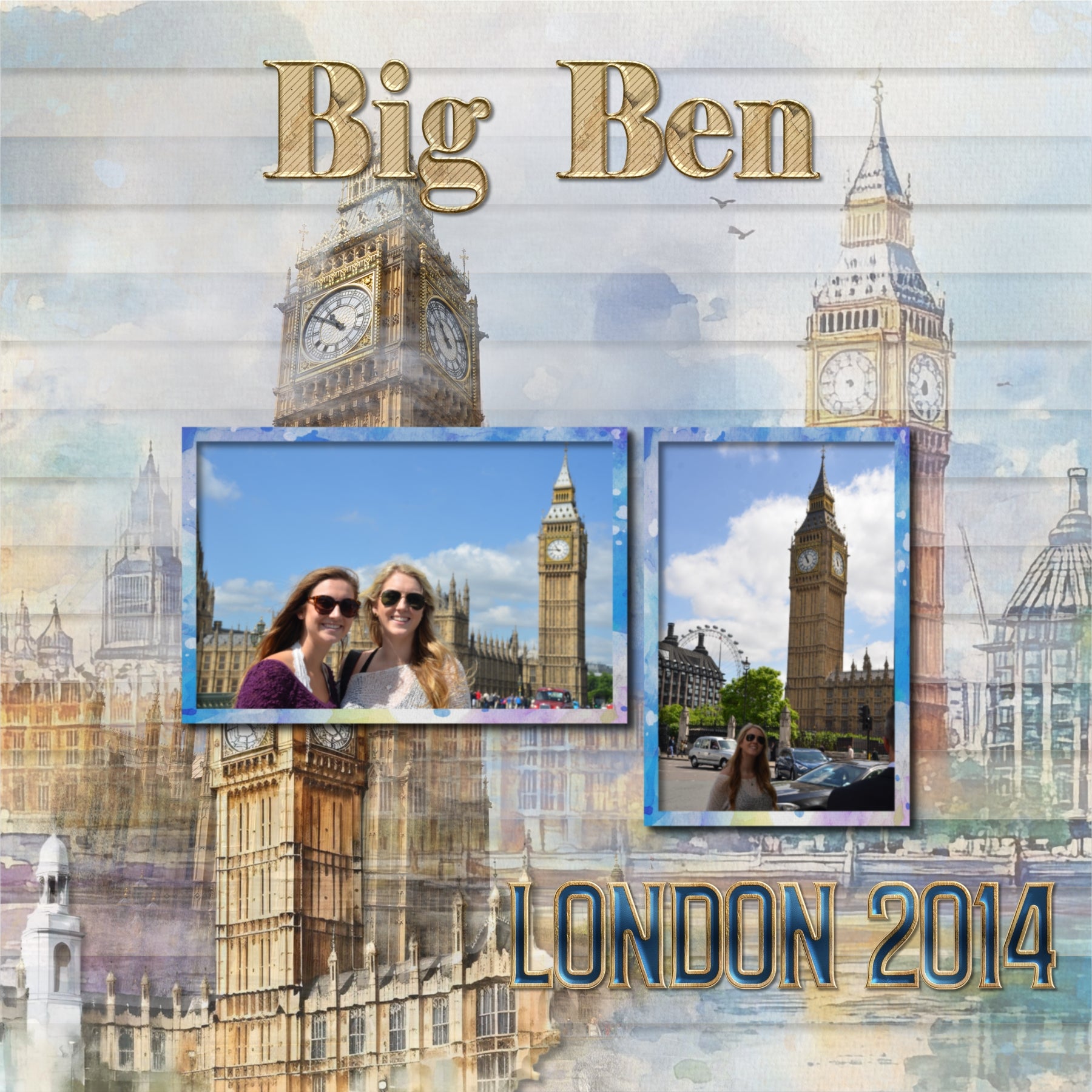 Travel Landmarks Watercolor Mega Digital Scrapbook Bundle