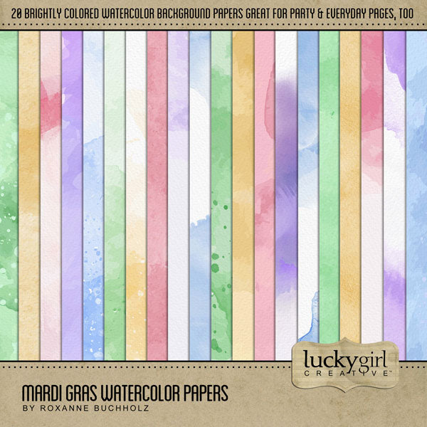 Mardi Gras Watercolor Digital Scrapbook Kit