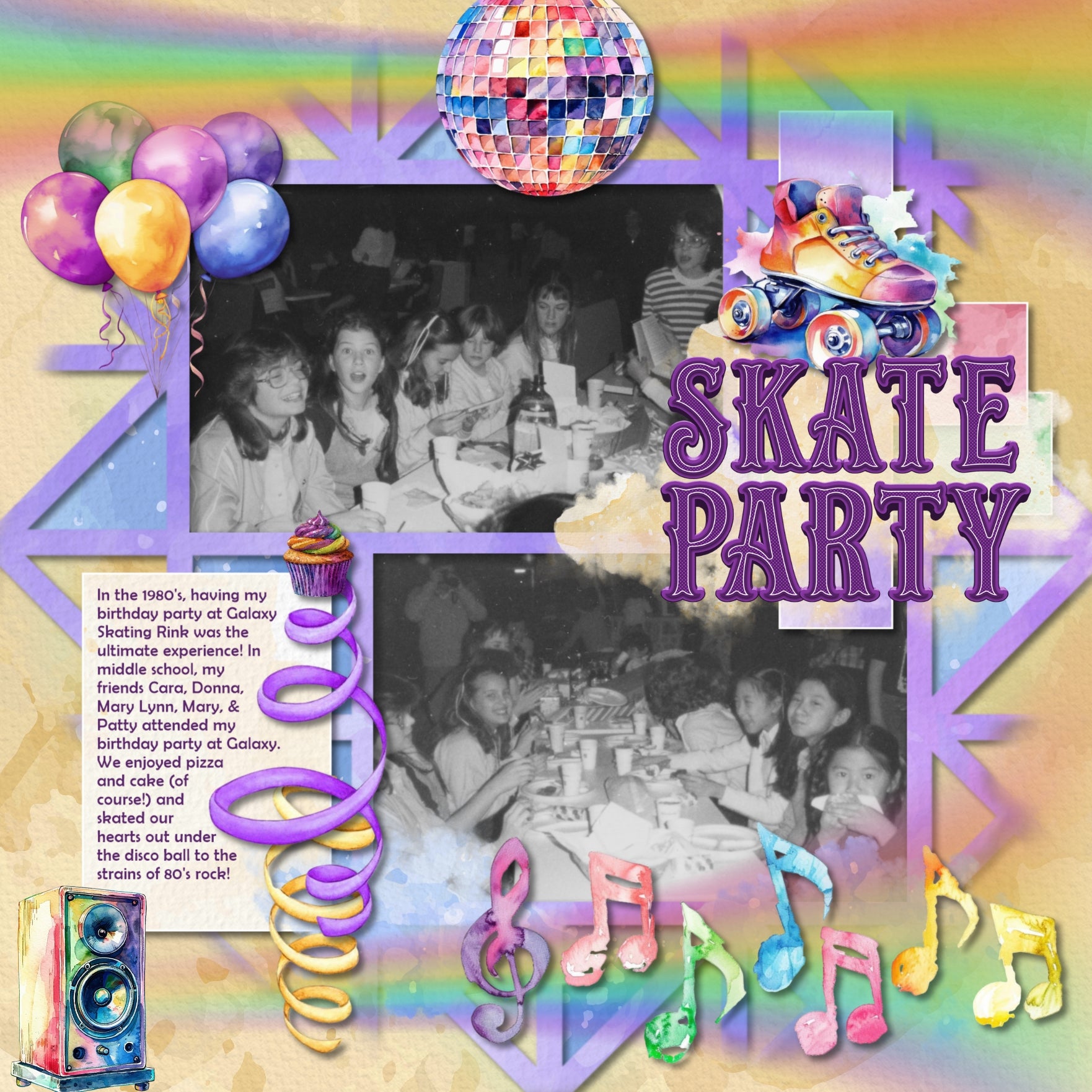 Mardi Gras Watercolor Digital Scrapbook Bundle