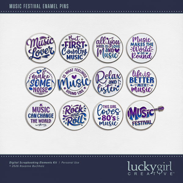Have fun with these music themed enamel pins in purple and blue! Perfect for music concerts, festivals, karaoke nights, as well as school and theater performances. Embellishments include All You Need is Love and Music, Burt First Country Music, Life is Better with Music, Make Some Noise, Music Can Change the World, Music Festival, Music is What Feelings Sound Like, Music Lover, Music Make the World Go Round, Relax and Listen, Rock and Roll, and This Girl Loves 80's Music.