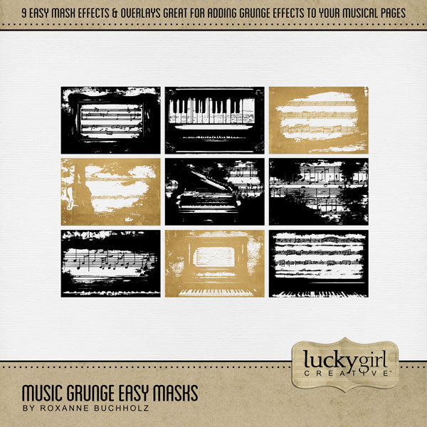 Music Easy Masks & Overlays Mega Digital Scrapbook Bundle