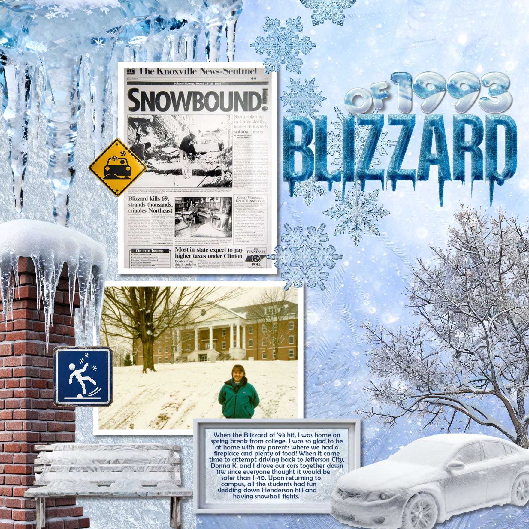 These realistic blizzard embellishments, icy papers, metal signs, and alpha sets by Lucky Girl Creative digital art will add a bit of authenticity to your winter digital scrapbooking pages. Perfect for blizzard, winter, snow, skiing, snowboarding, ice skating, and ice fishing as well as outdoor and nature pages! Embellishments include dog, St. Bernard, battery, cable, wench, car, auto, carabiner, cell tower, chimney, ice, coffee, evergreen bough, pine, fireplace, stove, first aid kit, flashlight, globe