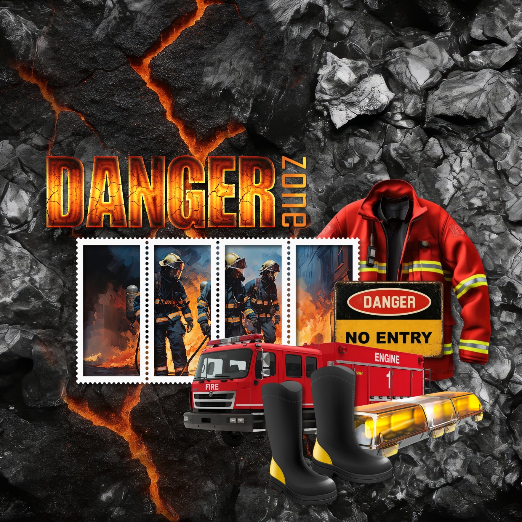 These realistic natural disaster elements, molten lava papers, metal signs, and hot alpha set by Lucky Girl Creative digital art will add a bit of authenticity to your volcano digital scrapbooking pages. Perfect for vacations to Hawaii, danger zones, and landslides, as well as outdoor and nature pages! Embellishments include burnt edges, fire, chemical suit, destroyed microwave, burned scrapbooks, emergency light, alarm, fire hydrant, smoke, explosion, fire suit, fireball, firehose, fireman, boots, jacket, 
