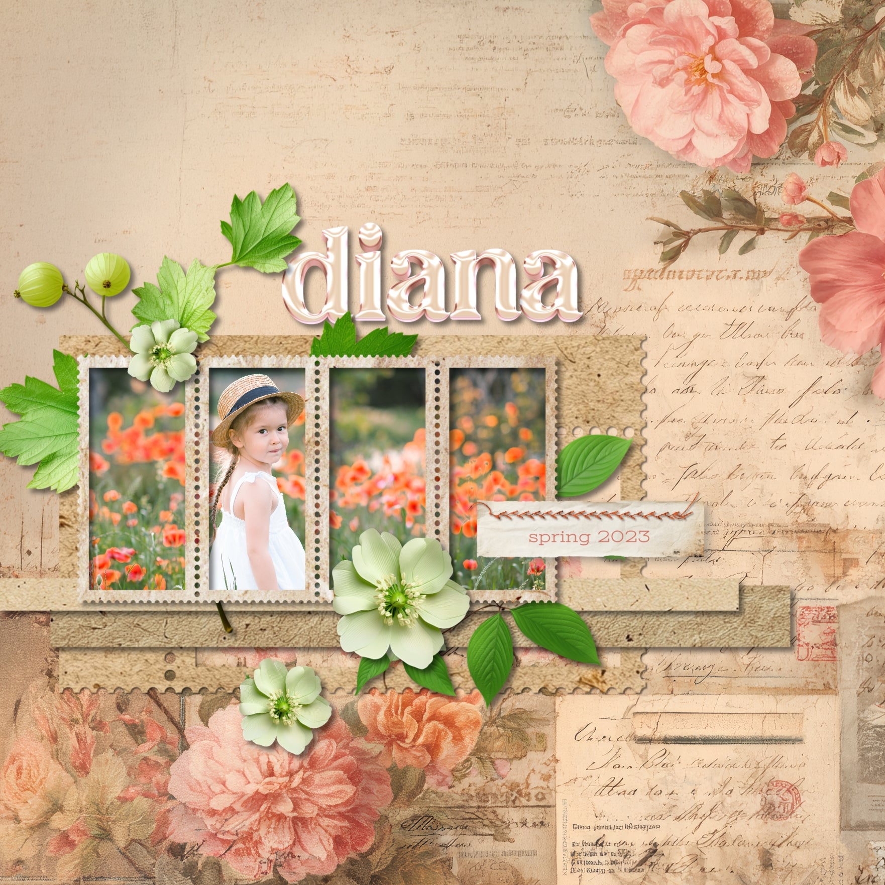 Paper Duos by Lucky Girl Creative digital art are the perfect combination of papers! Use to create one-of-a-kind beautiful backgrounds with vintage flower ephemera and natural fibers. These papers will add that touch of interest and authenticity to all your pages including family history and genealogy. This kit contains the Floral Collage Papers and the Natural Fiber Papers.