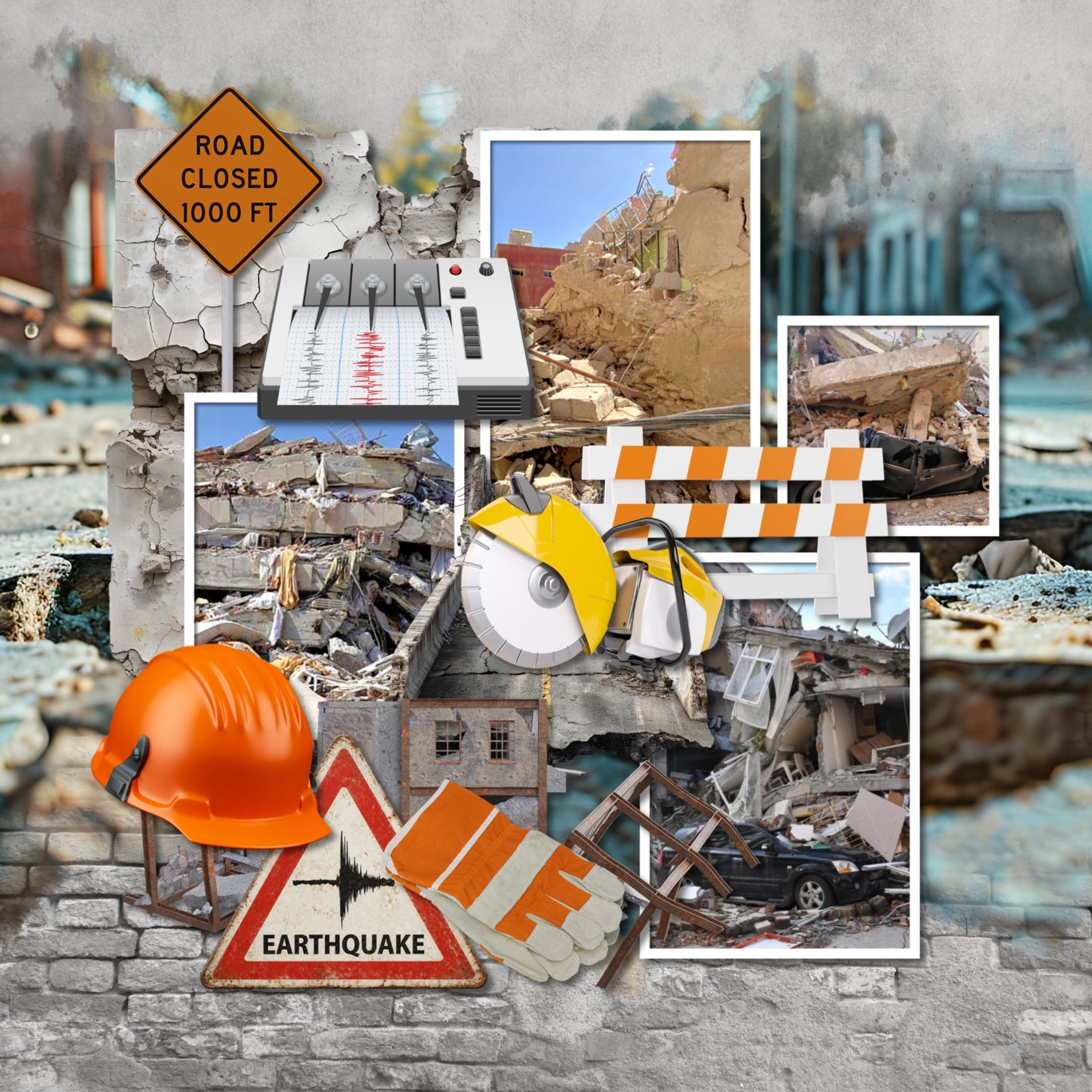 These realistic embellishments, cracked papers, metal signs, and alpha set by Lucky Girl Creative digital art will add a bit of authenticity to your earthquake digital scrapbooking pages. Perfect for experiencing earthquakes in California, urban city adventures, and historical travel sites, as well as outdoor and nature pages! Signs include dog, German Shepherd, rescue, battery, broken glass, destroyed building, damage, cell tower, cement, concrete, broken, ruin, cracked, cracks, downtown, Seismograph