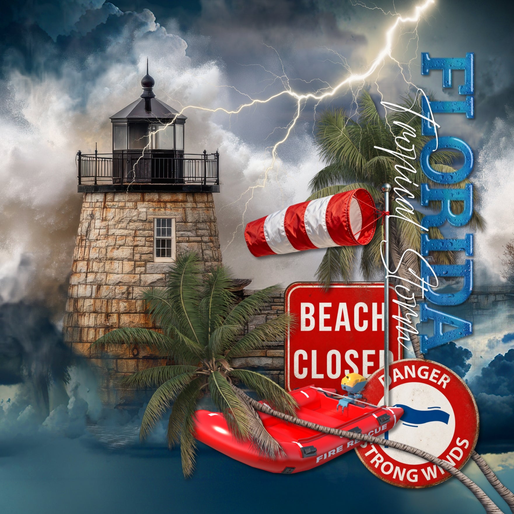 These realistic embellishments, papers, metal signs, and alpha set by Lucky Girl Creative digital art will add a bit of authenticity to your severe wind digital scrapbooking pages. Perfect for surviving tsunami, hurricane, tornado, high water, and flood conditions. Embellishments include dog, battery, disaster, ruin, rubbish, trash, broken glass, bricks, destroyed building, destroyed barn, caution tape, road barriers, couch, broken doll, water bag, duffle bag, powerlines, lights, exit door, flashlight