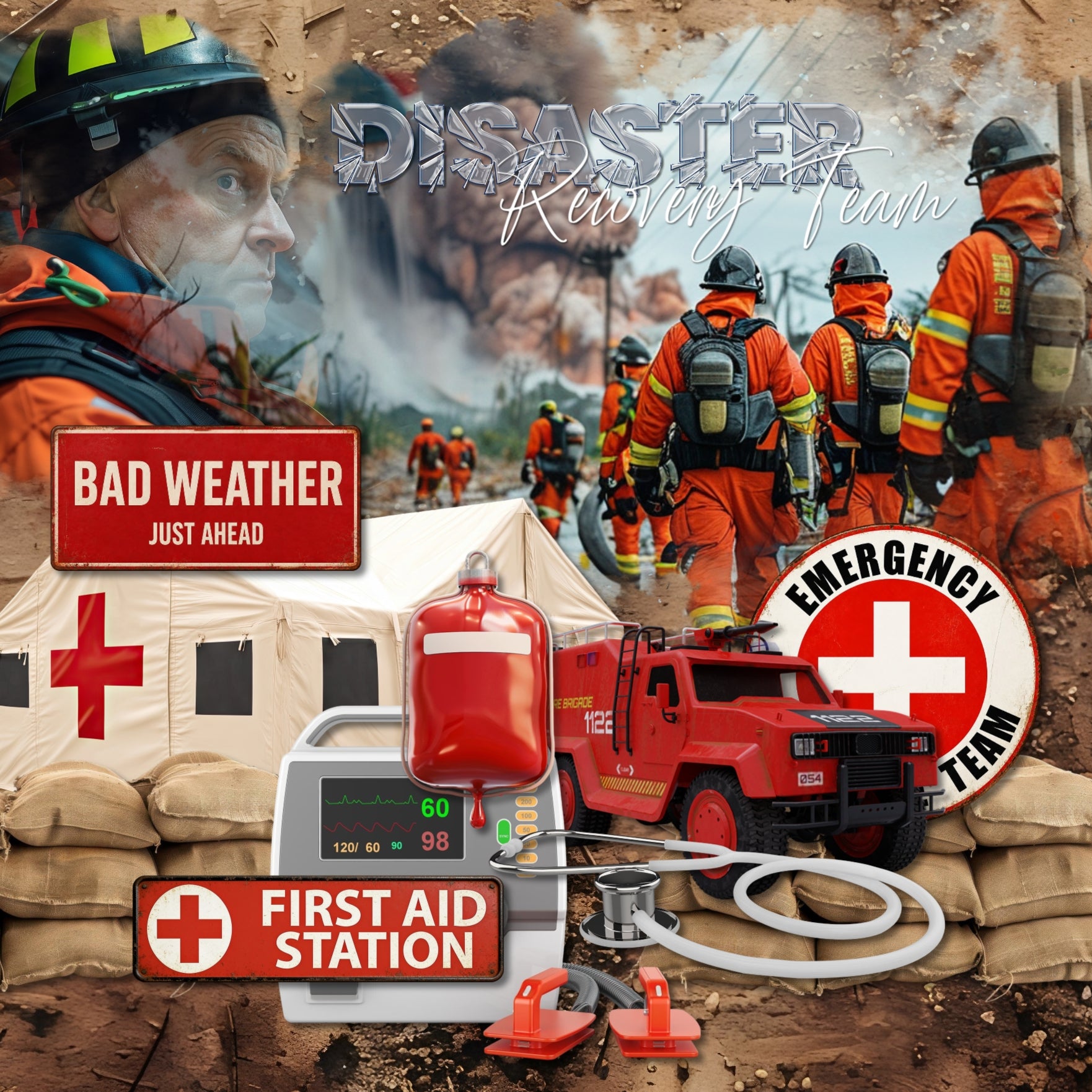 These realistic embellishments, metal signs, easy photo masks, and alpha sets by Lucky Girl Creative digital art will add a bit of authenticity to your natural disaster scrapbooking pages. Perfect for surviving an earthquake, tsunami, hurricane, tornado, high winds, flood waters, drought, blizzard, volcano eruption, and more! Embellishments include phone app, emergency, break glass, ax, destroyed building, ruin, rubble, candle, cyclone, tornado, destroyed sofa, bench, bottle, pants, piggy bank, teddy bear, 