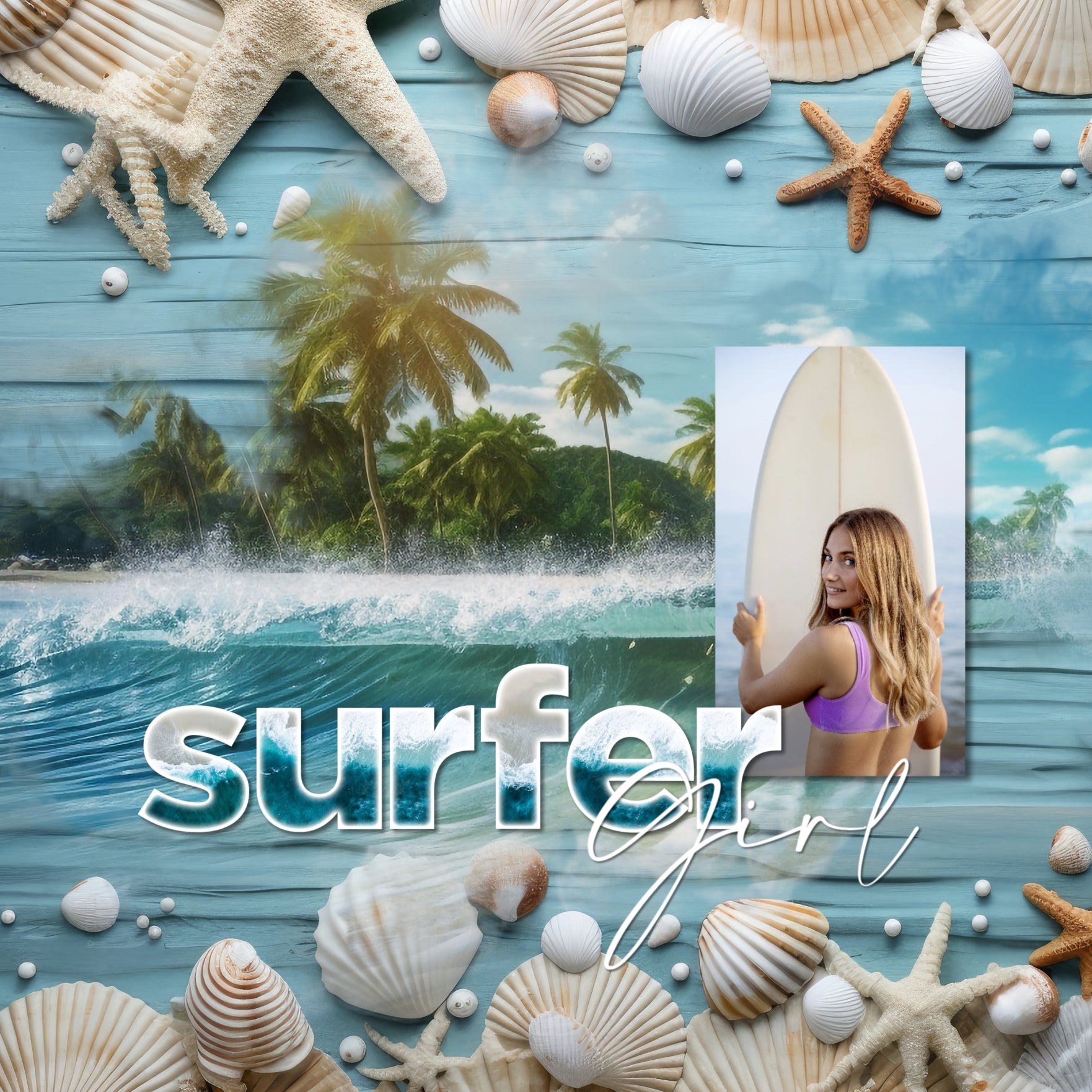 These light blue wood and seashell background papers by Lucky Girl Creative digital art are wonderful for outdoor and nature pages and nautical, beach vacations. This kit is included in the Nautical Favorites Papers Bundle.