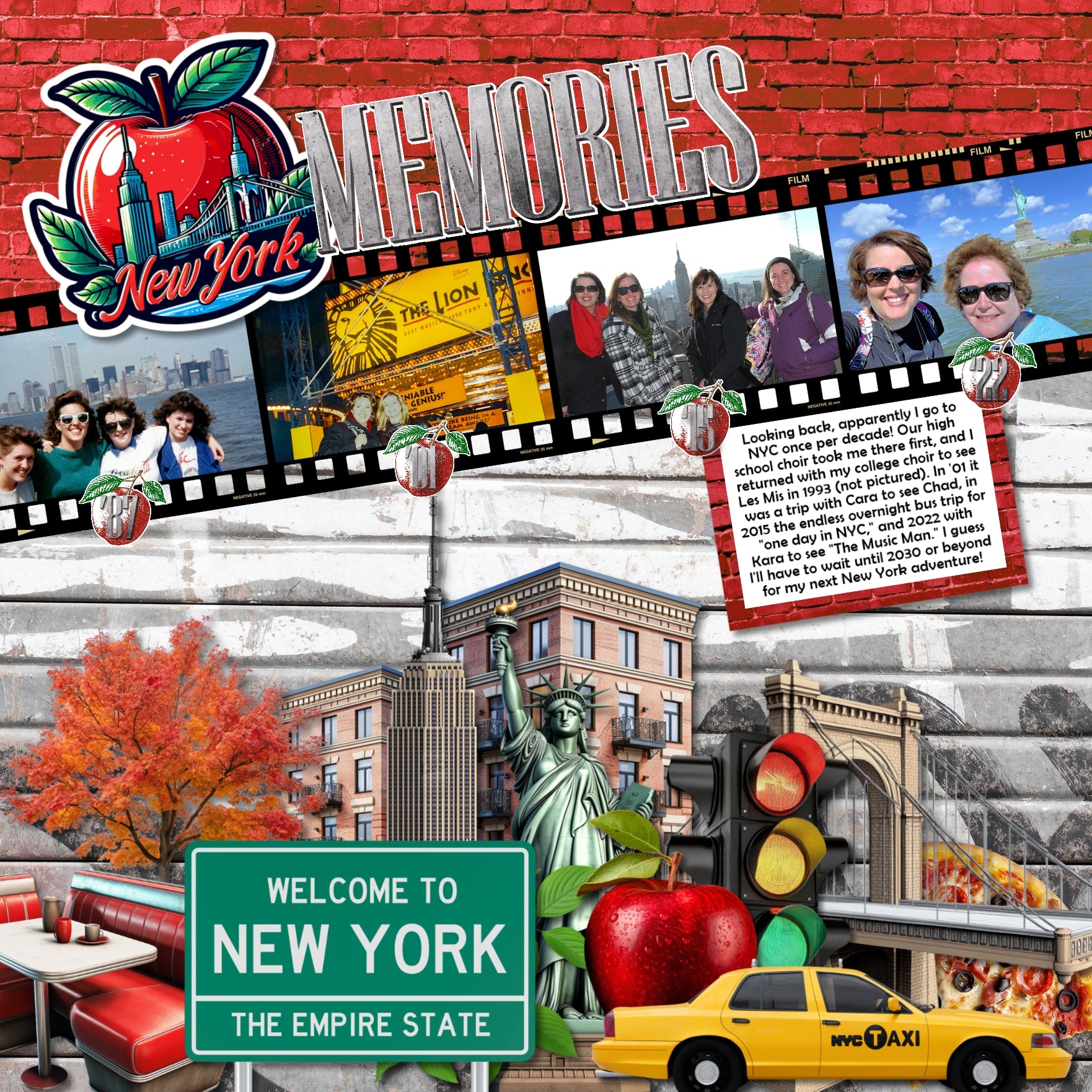 Celebrate New York with these beautiful realistic embellishments, clusters, masked scenic overlays, engraved stamps, and concrete alpha set by Lucky Girl Creative digital art for digital scrapbooking. Great for travel and vacations to New York, New York City, Upstate New York, downtown, Niagara Falls, Buffalo, Yonkers, Rochester, parts of Canada, and more. Embellishments include passenger airplane, small aircraft, airport sign, amusement park, Coney Island, carousel, bird, bluebird, Canadian Geese.