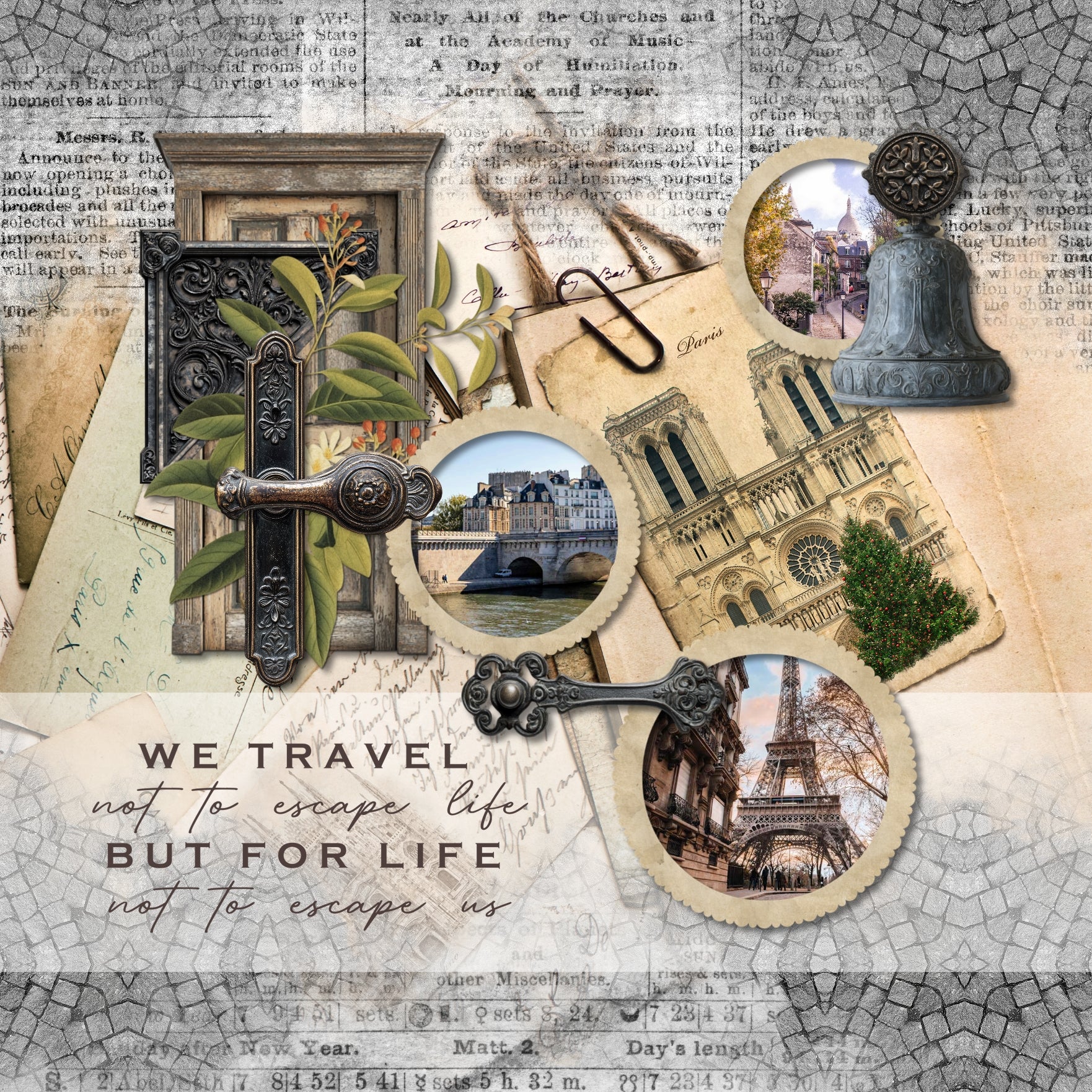 Paper Duos by Lucky Girl Creative digital art are the perfect combination of papers! Use to create one-of-a-kind beautiful backgrounds with vintage newsprint and paving stones. These papers will add that touch of interest and authenticity to all your pages including family history, genealogy, and travel. This kit contains the Newspaper Papers and the Paving Stone Papers.
