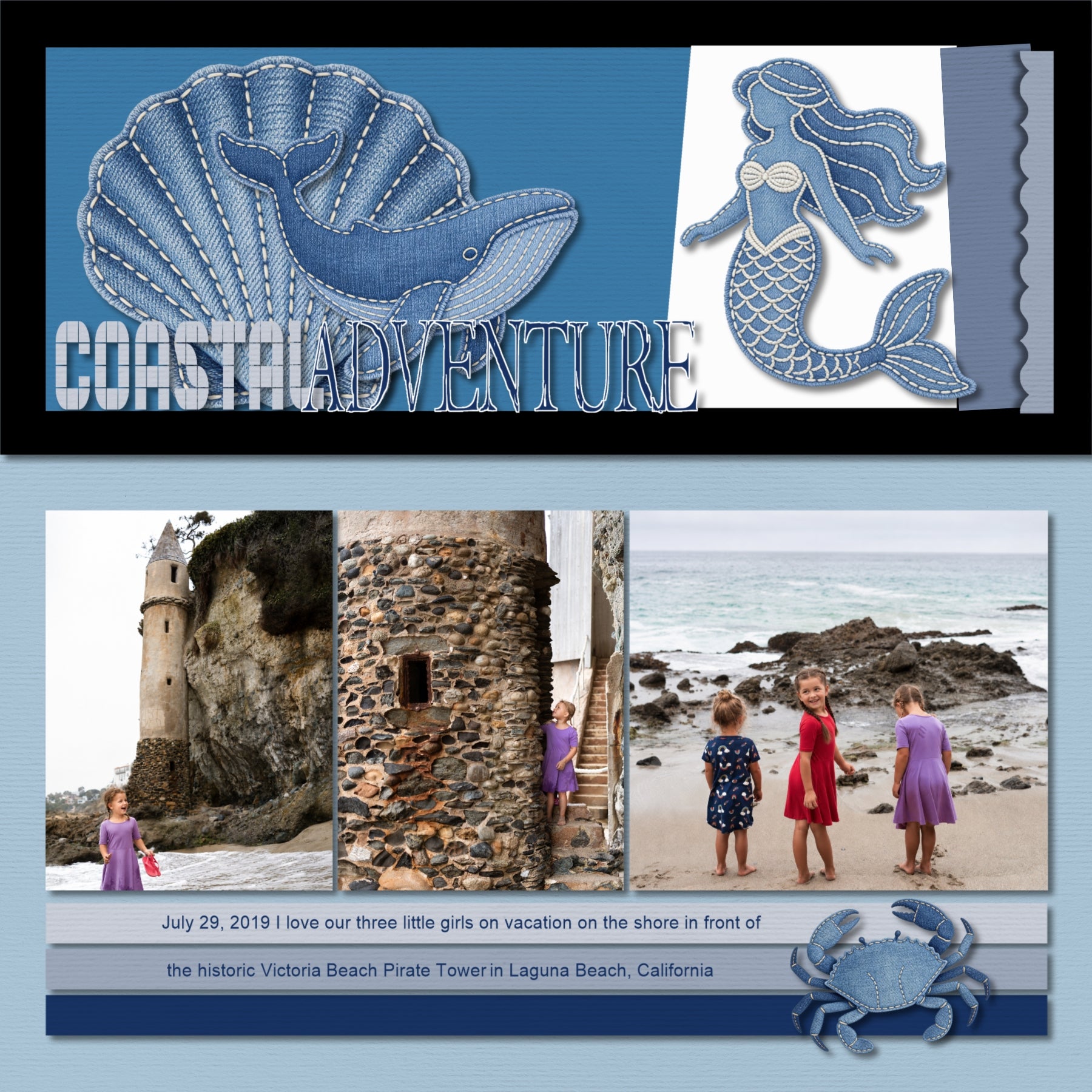 These playful denim ocean animals by Crafty Clover digital art for digital scrapbooking will add a touch of fun to all your beach and seaside adventures. Animals include crab, dolphin, fish, clown fish, jellyfish, octopus, penguin, seal, stingray, whale, mermaid, shell, seashell, and starfish. This kit is NOT included in any bundle.