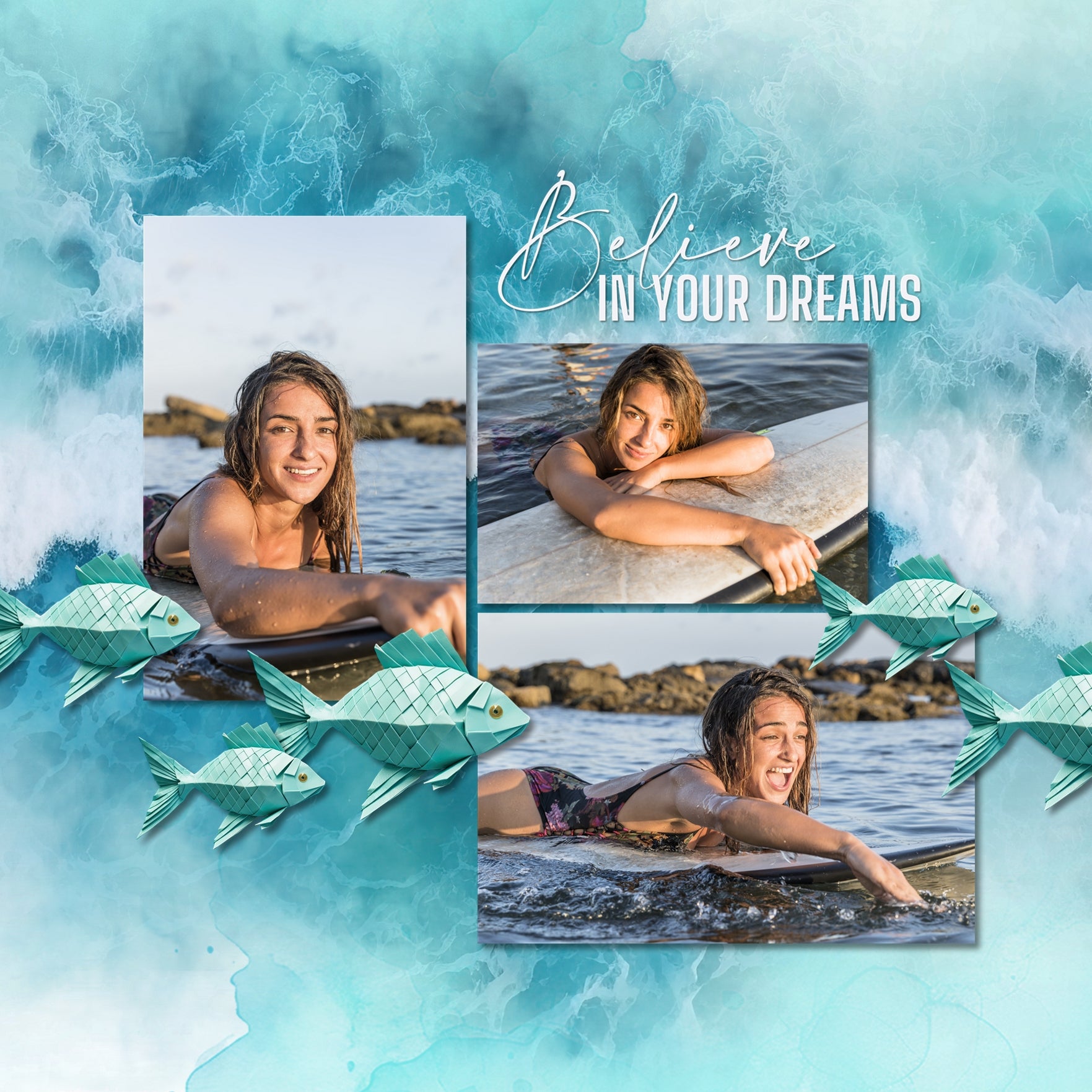 Summer beach days are here! Capture all your beach memories with this realistic digital scrapbooking bundle featuring elements, watercolor papers, watercolor splashes, an ocean filled alpha set, and stunning edge to edge masked overlays by Lucky Girl Creative digital art. Great for layering with your favorite tropical vacation photos.