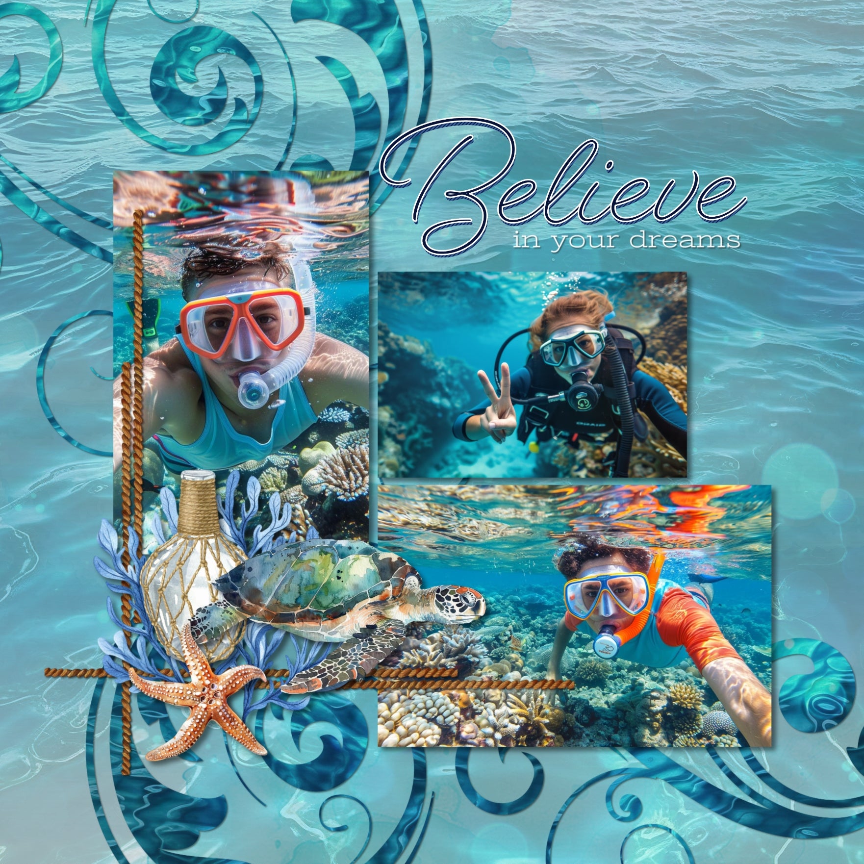 Paper Duos by Lucky Girl Creative digital art for digital scrapbooking are the perfect combination of papers! Use to create one-of-a-kind beautiful backgrounds of ocean water bokeh and blue painted papers great for summer vacations and tropical holidays. This kit contains the Ocean Water Bokeh Papers and the Blue Painted Papers.