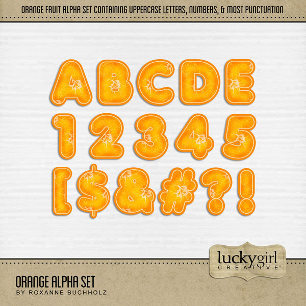 Showcase your favorite recipes, cookbook favorites, desserts, and summer activities with these fun digital scrapbooking alphabet letters, numbers, and punctuation by Lucky Girl Creative digital art great for creating one-of-a-kind page titles. This alpha set consists of a full set of digital art uppercase letters A-Z, numbers 0-9, and most punctuation. This alpha set is available as individual embellishments only. 