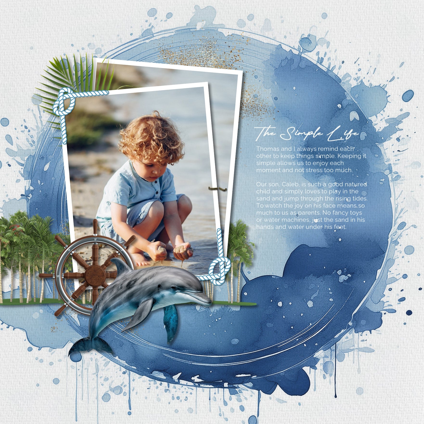 Create beautiful sunny summer or snowy winter pages with these inspirational watercolor digital scrapbooking framed background papers by Lucky Girl Creative digital art. Great for beach, ocean, and pool pages as well as snow, ice, and winter pages. The blue and white watercolor papers looks like water splashes or abstract snow! This kit is included in the Out of the Blue Watercolor Papers Bundle.