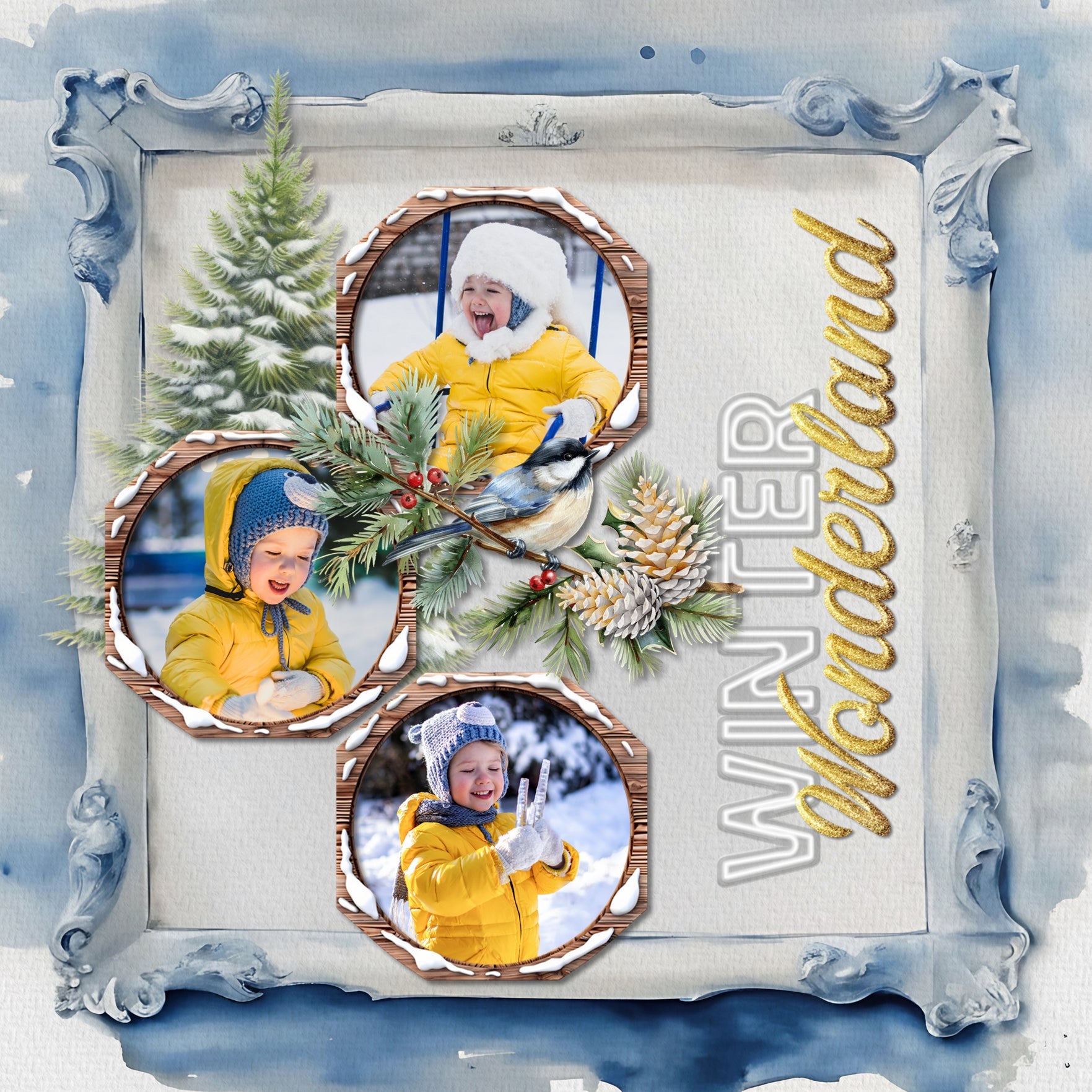 Create beautiful sunny summer or snowy winter pages with these inspirational watercolor digital scrapbooking framed background papers by Lucky Girl Creative digital art. Great for beach, ocean, and pool pages as well as snow, ice, and winter pages. The blue and white watercolor papers looks like water splashes or abstract snow! This kit is included in the Out of the Blue Watercolor Papers Bundle.