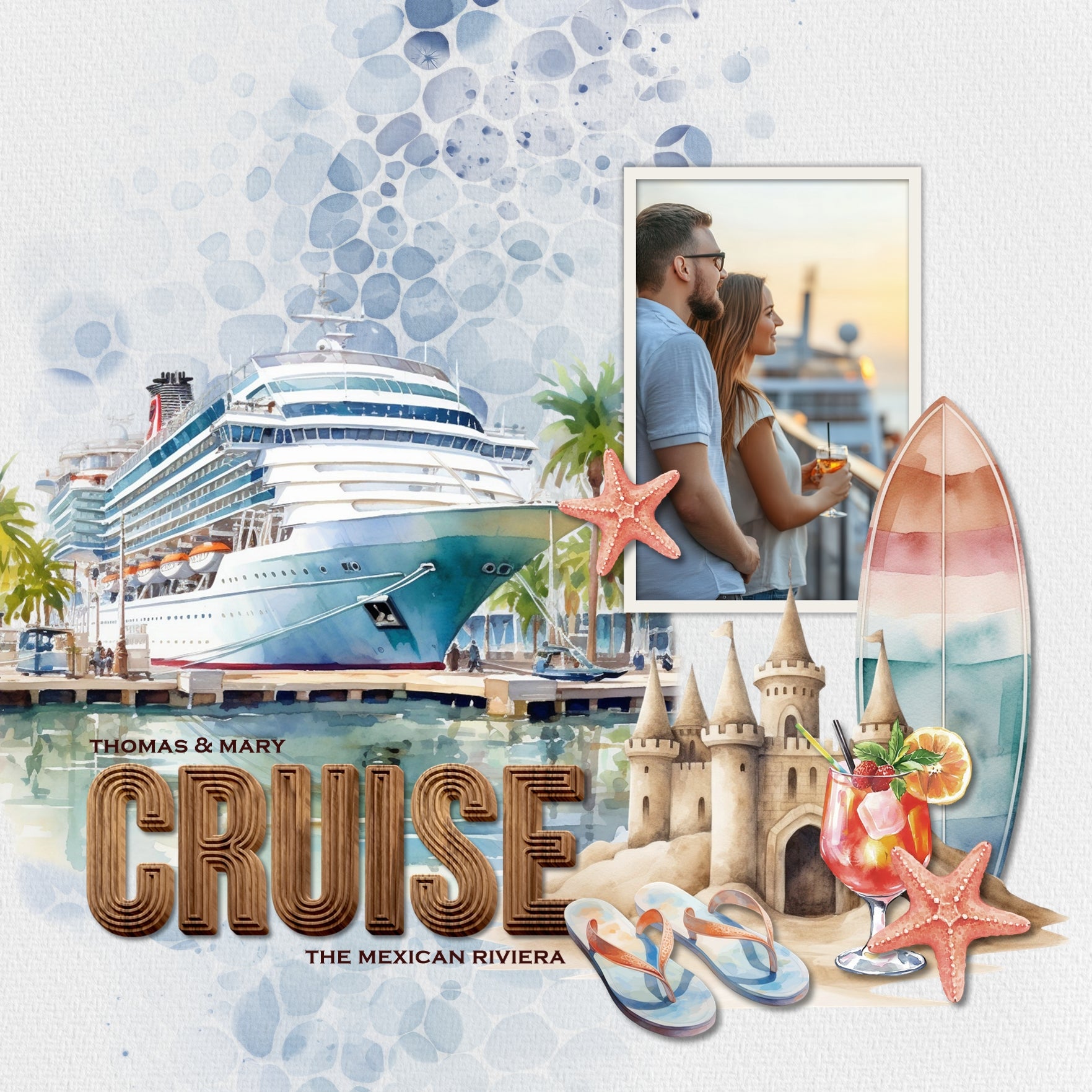 Create beautiful sunny summer or snowy winter pages with these inspirational watercolor digital scrapbooking background papers by Lucky Girl Creative digital art. Great for beach, ocean, and pool pages as well as snow, ice, and winter pages. The blue and white watercolor papers looks like water splashes or abstract snow! This kit is included in the Out of the Blue Watercolor Papers Bundle.