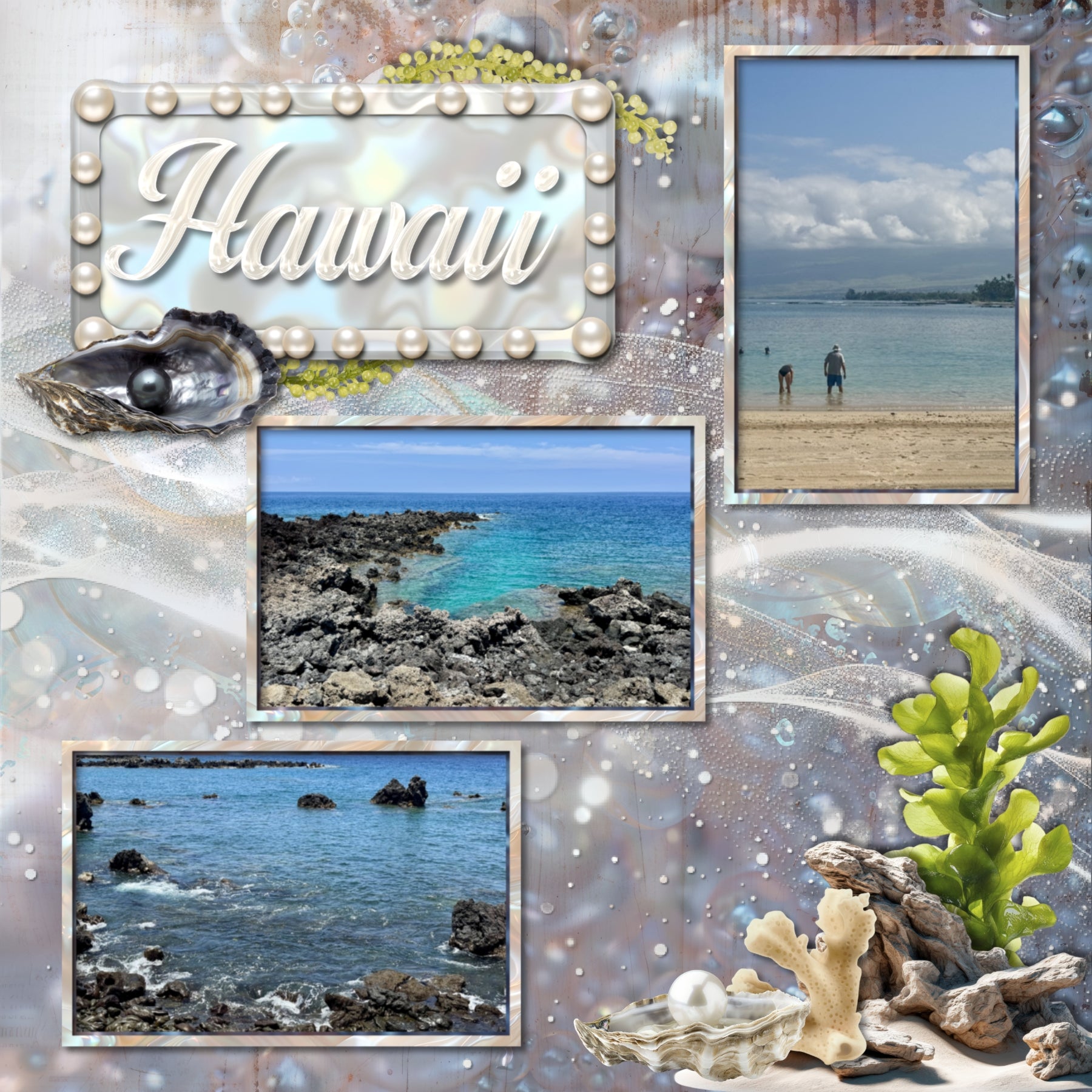 She is just like a pearl - made from grit but full of grace. She is unstoppable. Through hardship, time, and transformation, great beauty develops just as grit in an oyster turns into a pearl. These realistic and beautiful embellishments, word art, papers, and alpha set by Lucky Girl Creative digital art will add beauty to your spiritual transformation journey. Great for beach vacations and weddings, too! Embellishments include otter, shell, seashell, coastal rocks, decorative mats for journaling, flower