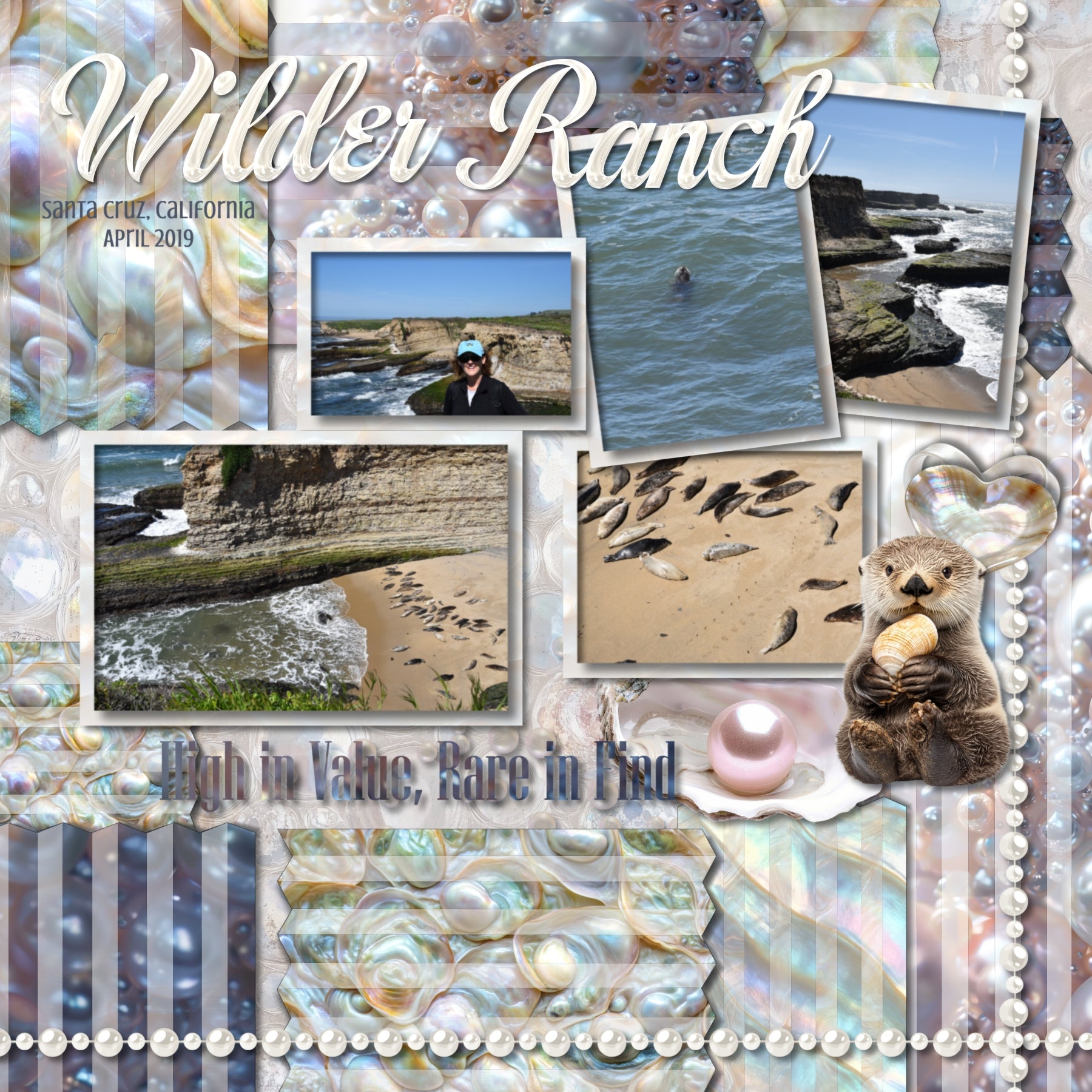 She is just like a pearl - made from grit but full of grace. She is unstoppable. Through hardship, time, and transformation, great beauty develops just as grit in an oyster turns into a pearl. These realistic and beautiful embellishments, word art, papers, and alpha set by Lucky Girl Creative digital art will add beauty to your spiritual transformation journey. Great for beach vacations and weddings, too! Embellishments include otter, shell, seashell, coastal rocks, decorative mats for journaling, flower