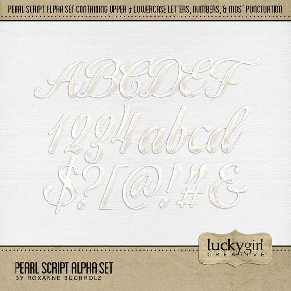 Whether you are taking a beach vacation or throwing a wedding, these pearl script alphabet letters, numbers, and punctuation by Lucky Girl Creative digital art are the perfect embellishments for those special page titles! Great for birthday, anniversary, and other special occasions! This kit is included in the Oysters to Pearls Bundle Bundle.