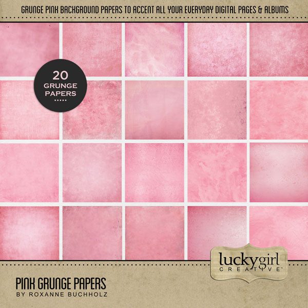 Accent your traditional seasonal pages with these pink textured and grunge papers by Lucky Girl Creative digital art for digital scrapbooking. Great for summer, spring, floral, and everyday pages, too! This kit is included in the Spring Season Papers Bundle.