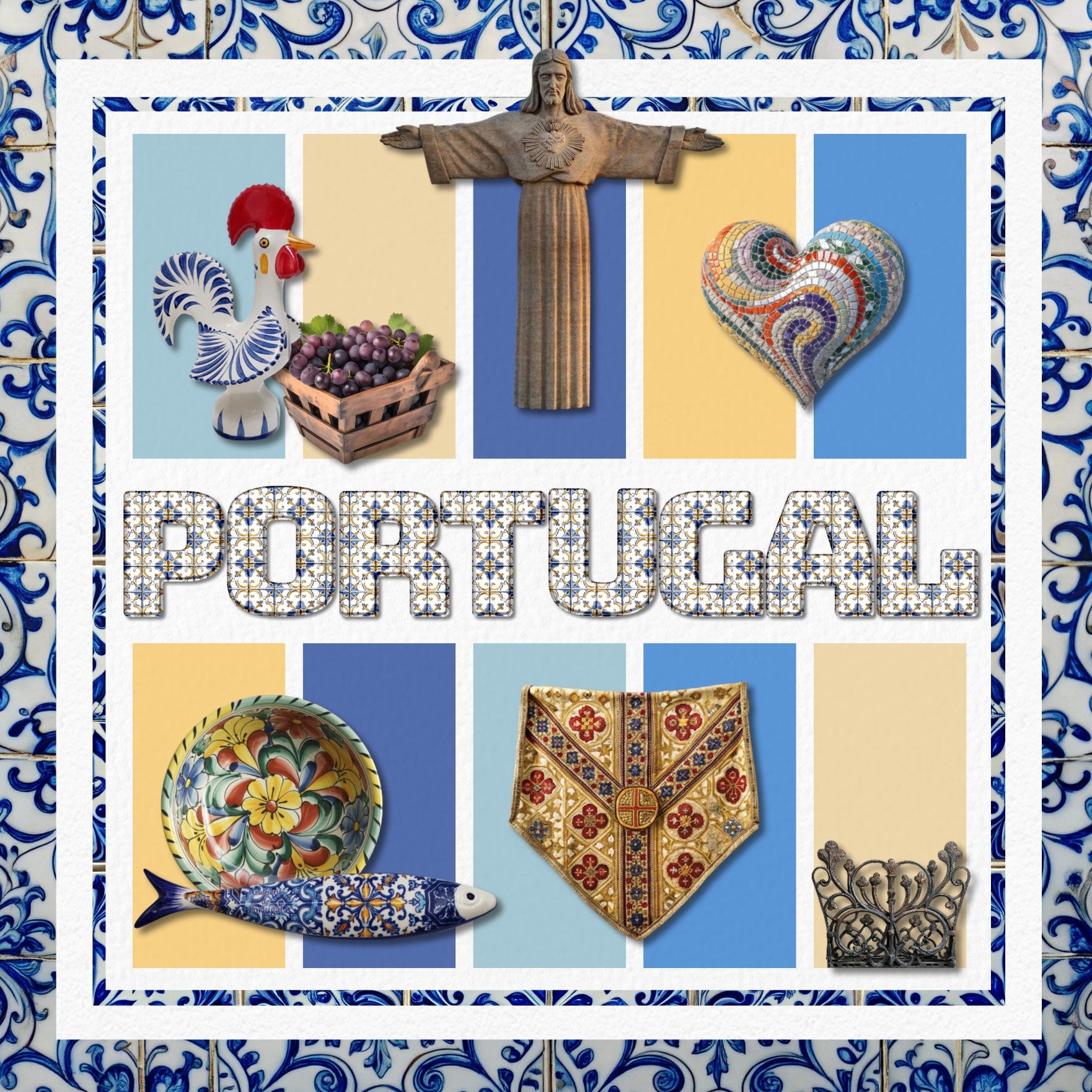 Portuguese Tile Alpha Digital Scrapbook Kit