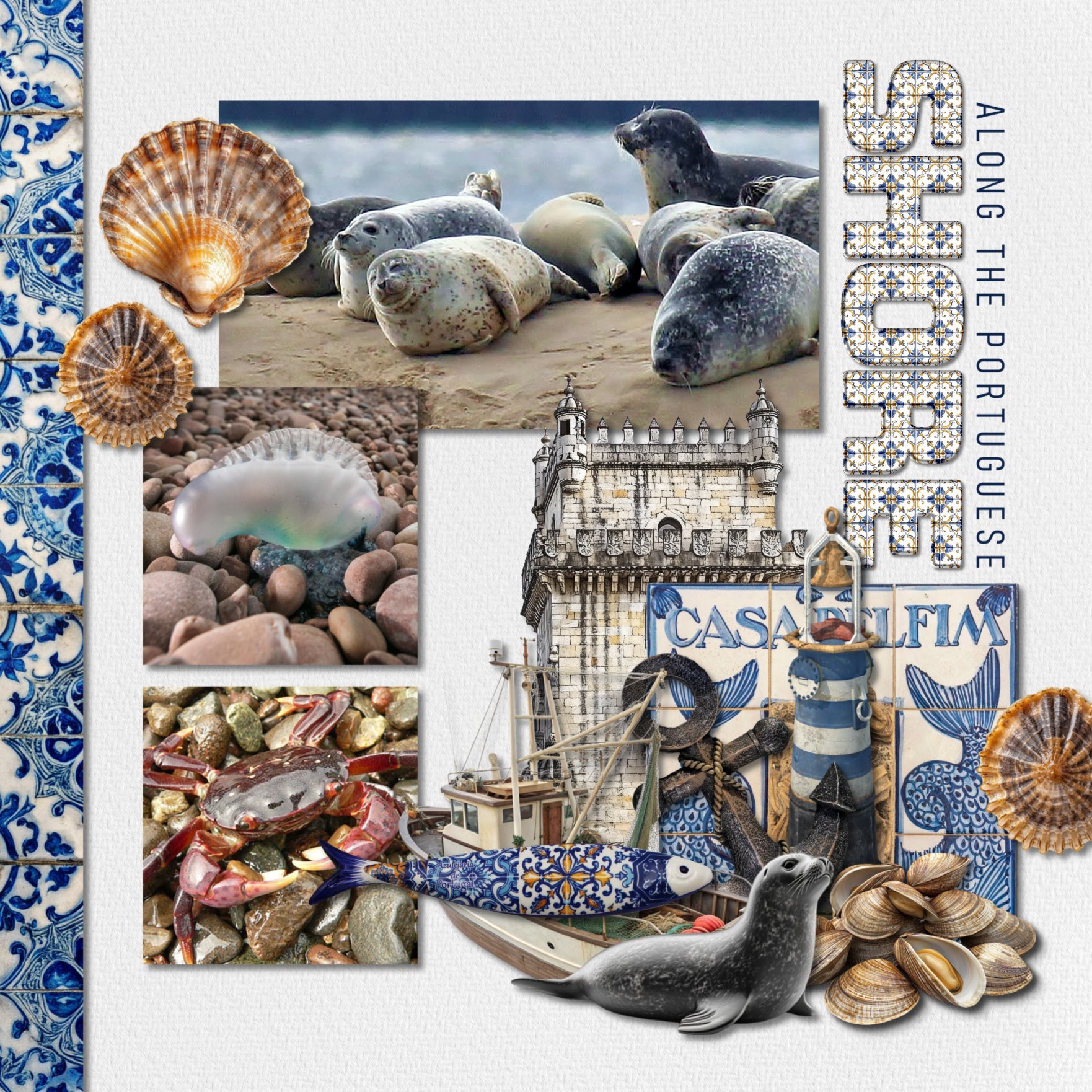 Portuguese Tile Alpha Digital Scrapbook Kit