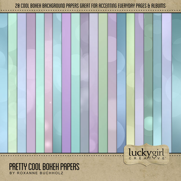 Perfect for spring, summer, and everyday pages, this beautiful ombre bokeh digital scrapbooking paper pack in hues of blue, green, and purple by Lucky Girl Creative digital art is great for any occasion or theme.