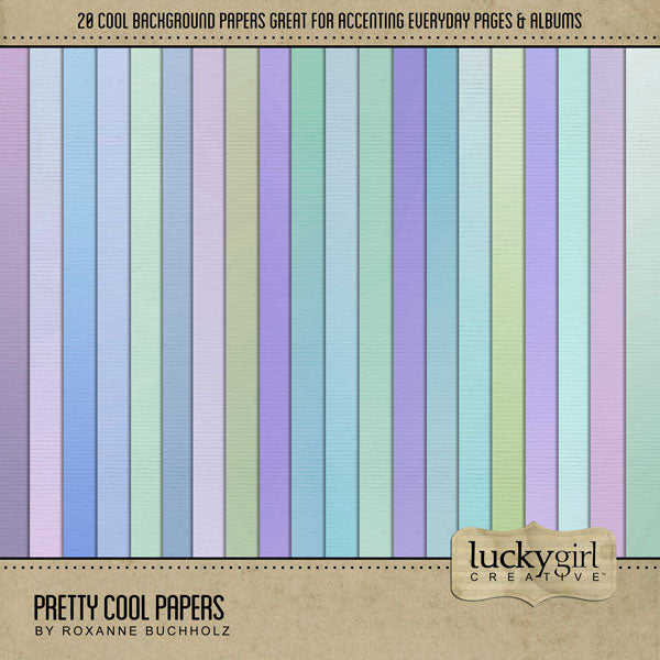 Perfect for spring, summer, and everyday pages, this beautiful ombre paper pack in hues of blue, green, and purple by Lucky Girl Creative digital art is great for any occasion or theme. Features a subtle cotton texture on each digital scrapbooking background paper.
