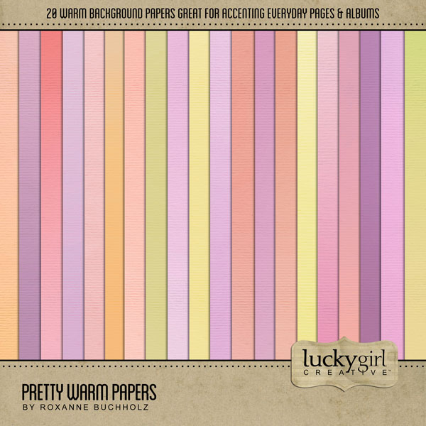 Perfect for spring, summer, and everyday pages, this beautiful ombre paper pack in hues of pink, purple, peach, and yellow by Lucky Girl Creative digital art is great for any occasion or theme. Features a subtle cotton texture on each digital scrapbooking background paper.