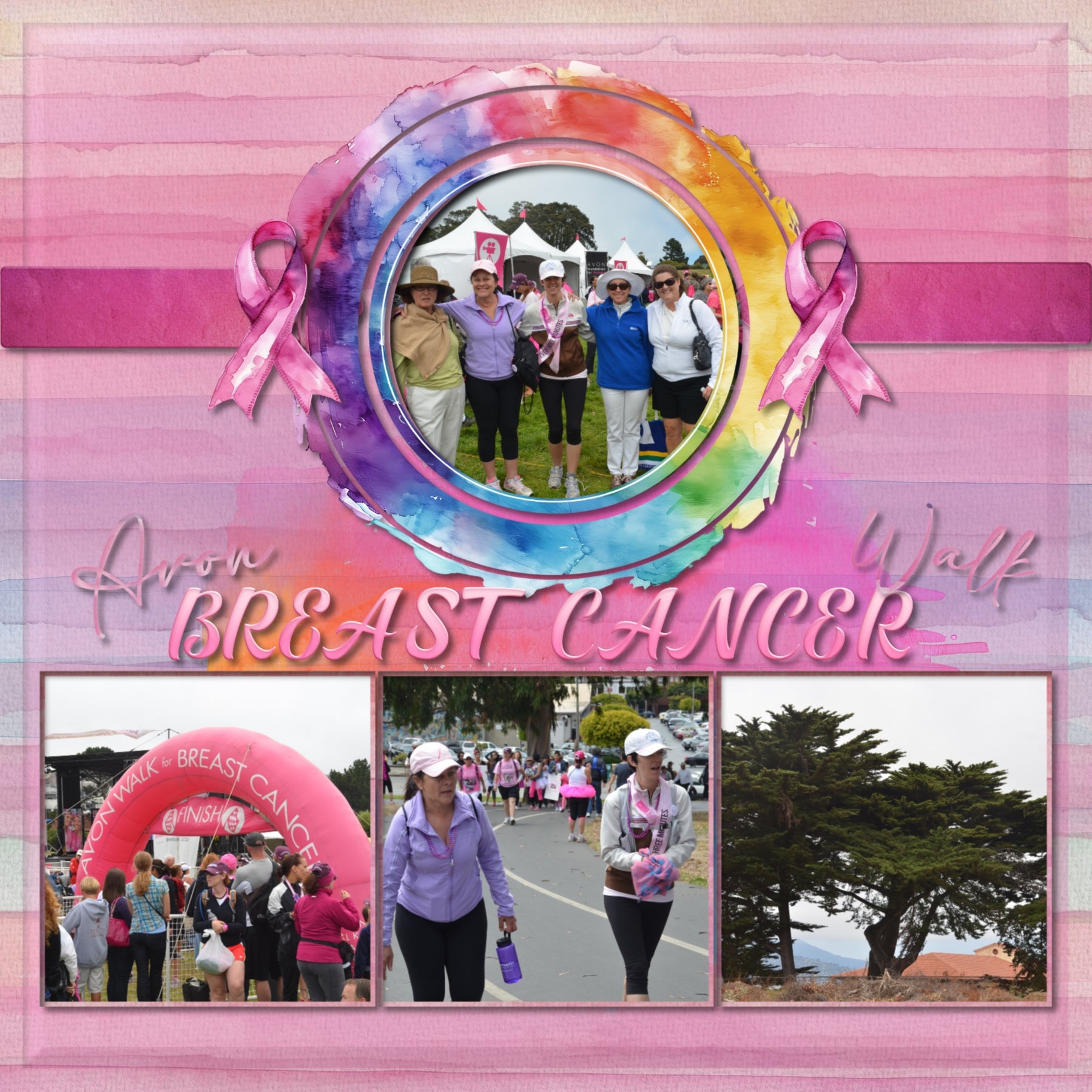 Rainbow Watercolor Round Frames Digital Scrapbook Kit