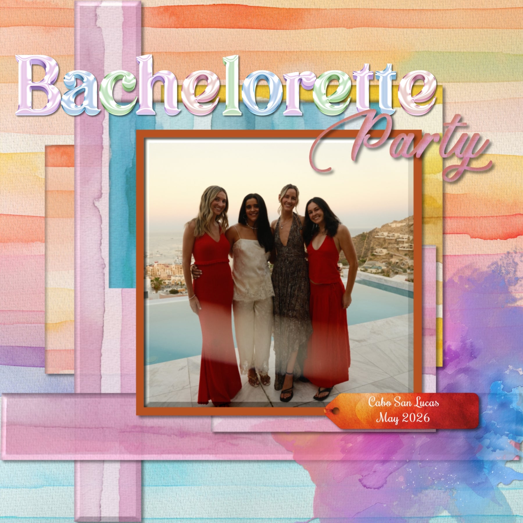 Rainbows & Ribbons Watercolor Digital Scrapbook Bundle