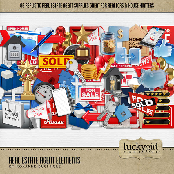 It's time to sell your home! Let's get going with a real estate agent to guide you through the buying and selling of your house. Great for real estate agents, realtors, brokers, lenders, finance teams, and home buyers and sellers! Embellishments by Lucky Girl Creative digital art include moving signs, arrows, balloons, briefcase, calculator, documents, door, file, file folder, Coming Soon, For Sale by Owner, New Listing, Open House, For Rent, Sale Pending, Sold, fuel gauge, gas station, gas pump, gift bag, 