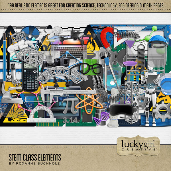 Have fun with this STEM school science, technology, engineering, and math class digital art kit by Lucky Girl Creative. With an emphasis on innovation, problem-solving, and critical thinking, this kit has everything you need to tell your child's STEM story