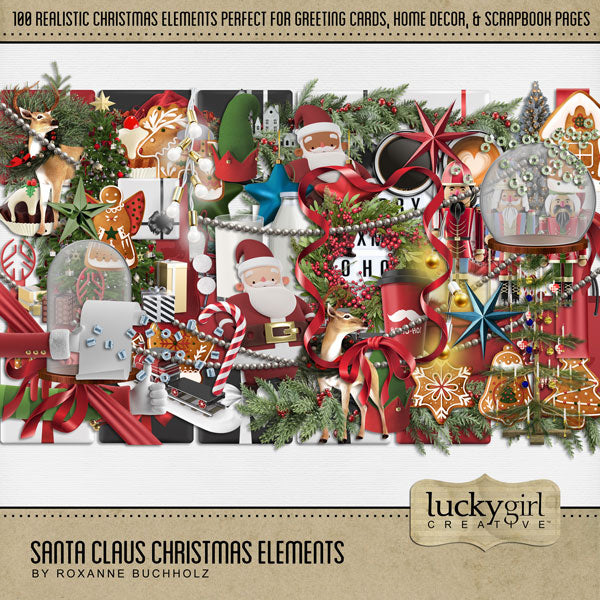 Santa Claus Christmas Elements Digital Scrapbook Kit